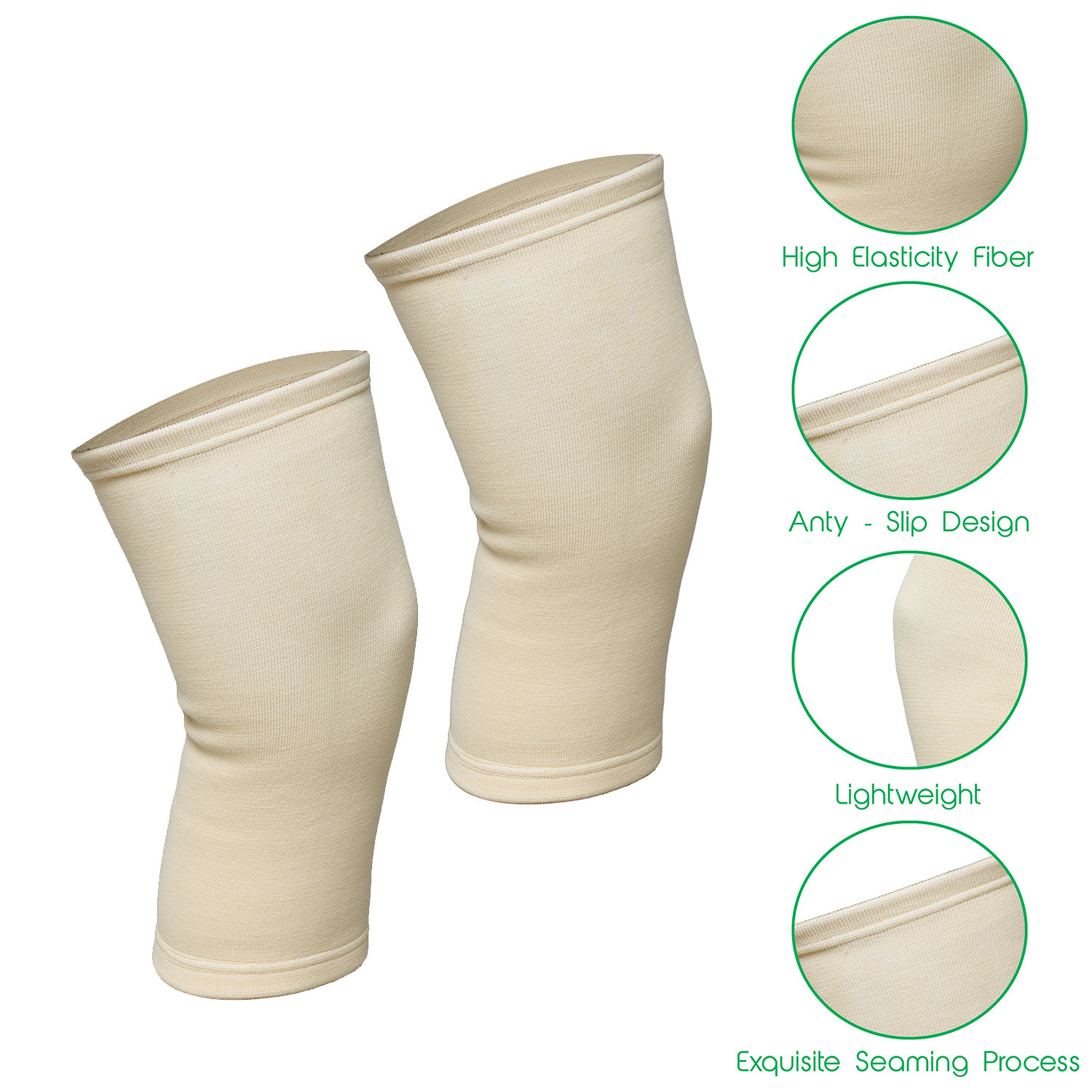Kuber Industries Knee Cap | Cotton 4 Way Compression Knee Sleeves |Sleeves For Joint Pain | Sleeves For Arthritis Relief | Unisex Knee Wraps | Knee Bands |Size-S|1 Pair|Cream
