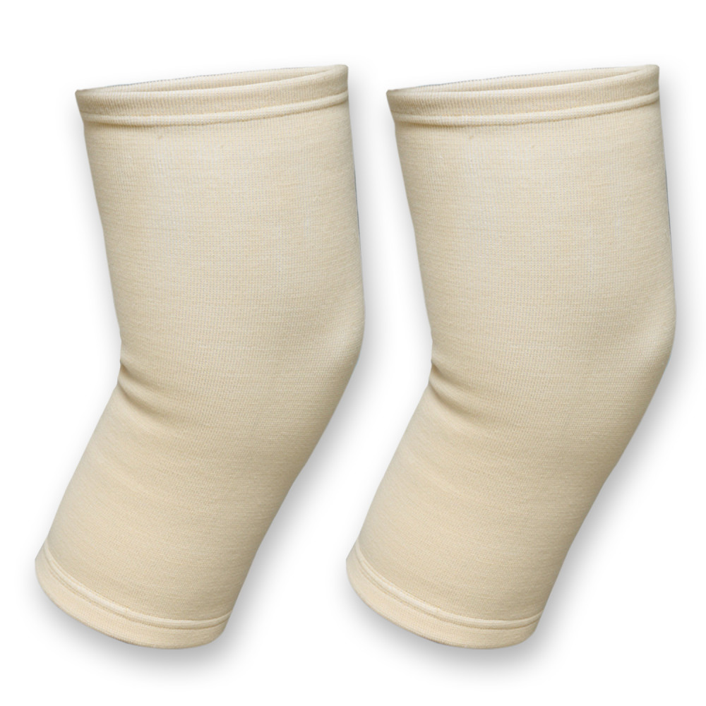 Kuber Industries Knee Cap | Cotton 4 Way Compression Knee Sleeves |Sleeves For Joint Pain | Sleeves For Arthritis Relief | Unisex Knee Wraps | Knee Bands |Size-M|1 Pair|Cream