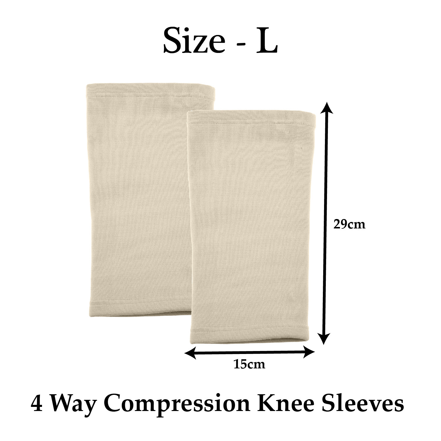 Kuber Industries Knee Cap | Cotton 4 Way Compression Knee Sleeves |Sleeves For Joint Pain | Sleeves For Arthritis Relief | Unisex Knee Wraps | Knee Bands |Size-L|1 Pair|Cream