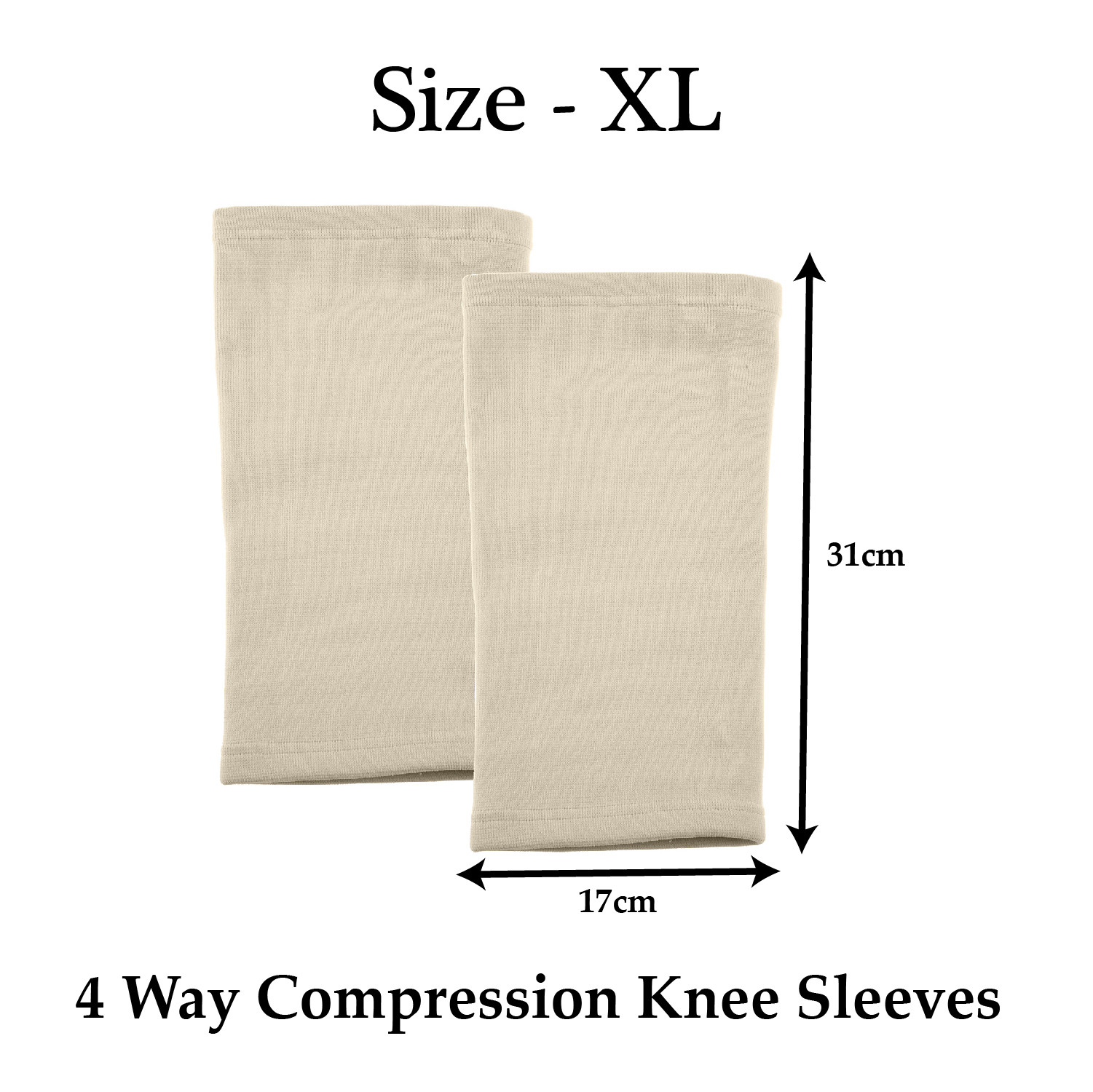 Kuber Industries Knee Cap | Cotton 4 Way Compression Knee Sleeves |Sleeves For Joint Pain | Sleeves For Arthritis Relief | Unisex Knee Wraps | Knee Bands |Size-XL|1 Pair|Cream