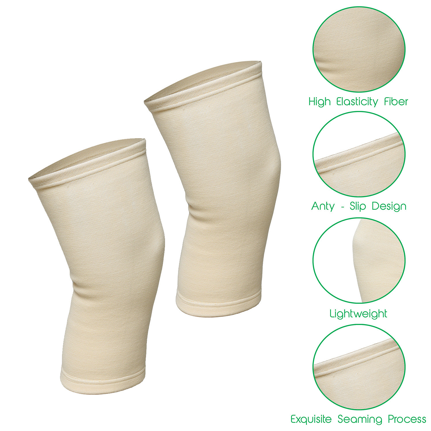 Kuber Industries Knee Cap | Cotton 4 Way Compression Knee Sleeves |Sleeves For Joint Pain | Sleeves For Arthritis Relief | Unisex Knee Wraps | Knee Bands |Size-XL|1 Pair|Cream