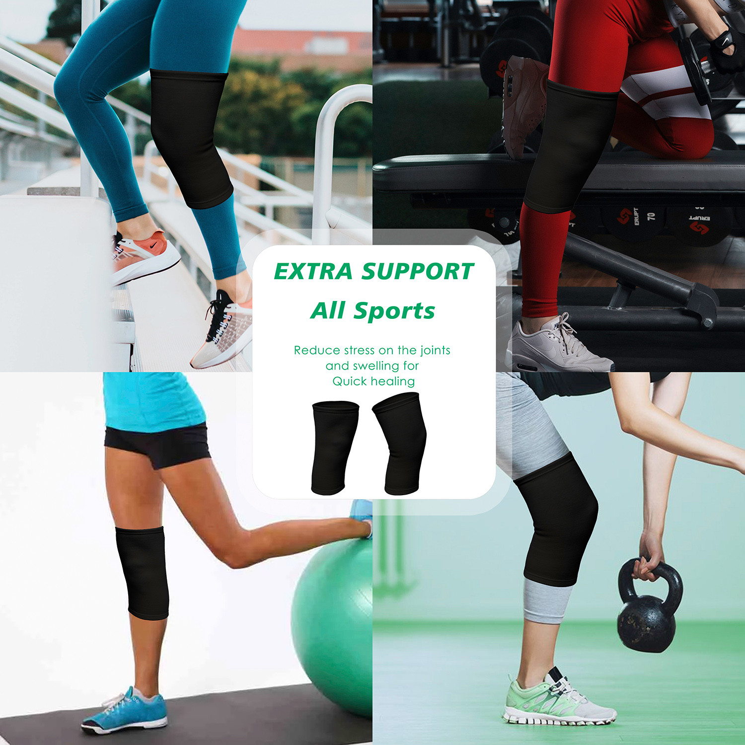Kuber Industries Knee Cap | Cotton 4 Way Compression Knee Sleeves |Sleeves For Joint Pain | Sleeves For Arthritis Relief | Unisex Knee Wraps | Knee Bands |Size-S|1 Pair|Black