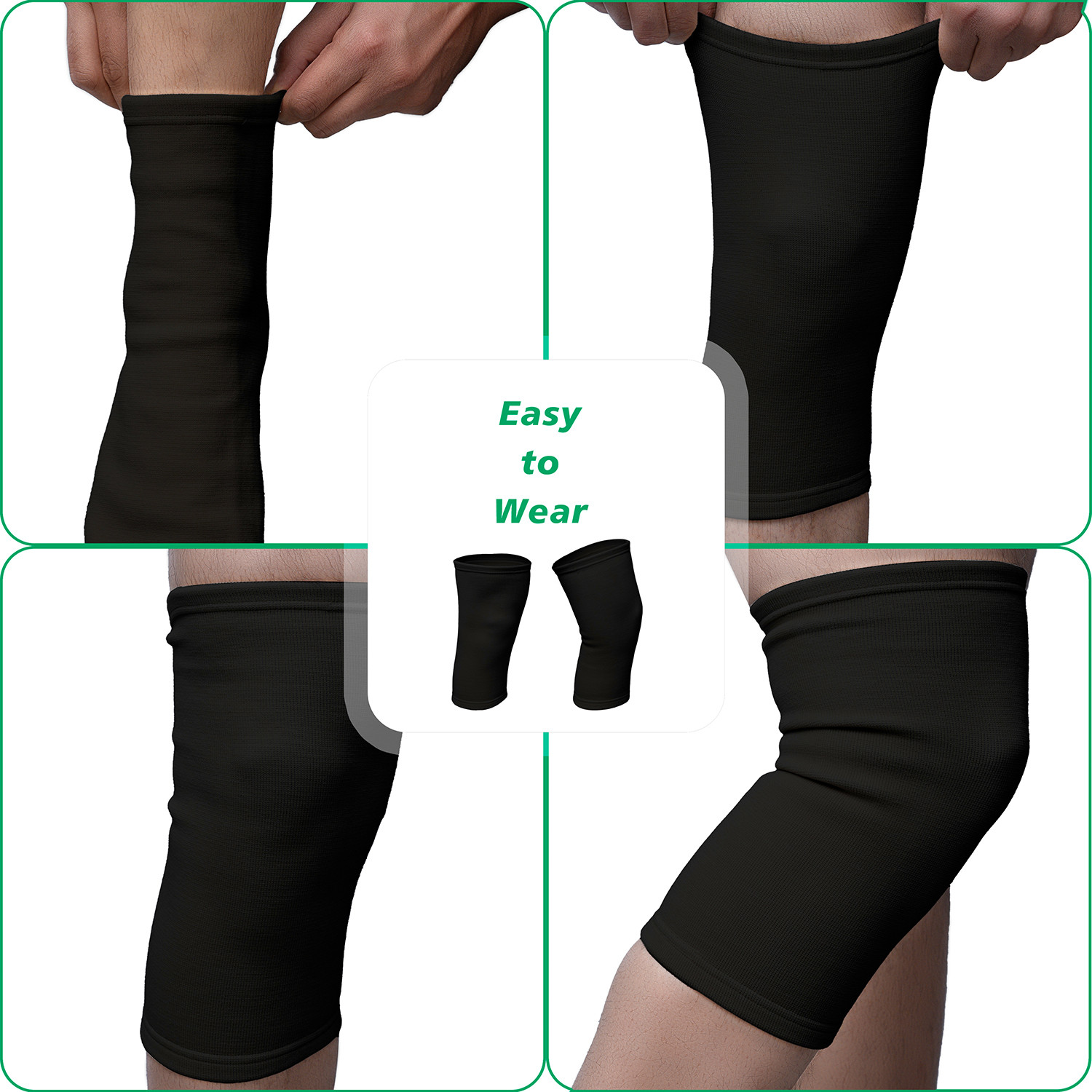 Kuber Industries Knee Cap | Cotton 4 Way Compression Knee Sleeves |Sleeves For Joint Pain | Sleeves For Arthritis Relief | Unisex Knee Wraps | Knee Bands |Size-S|1 Pair|Black