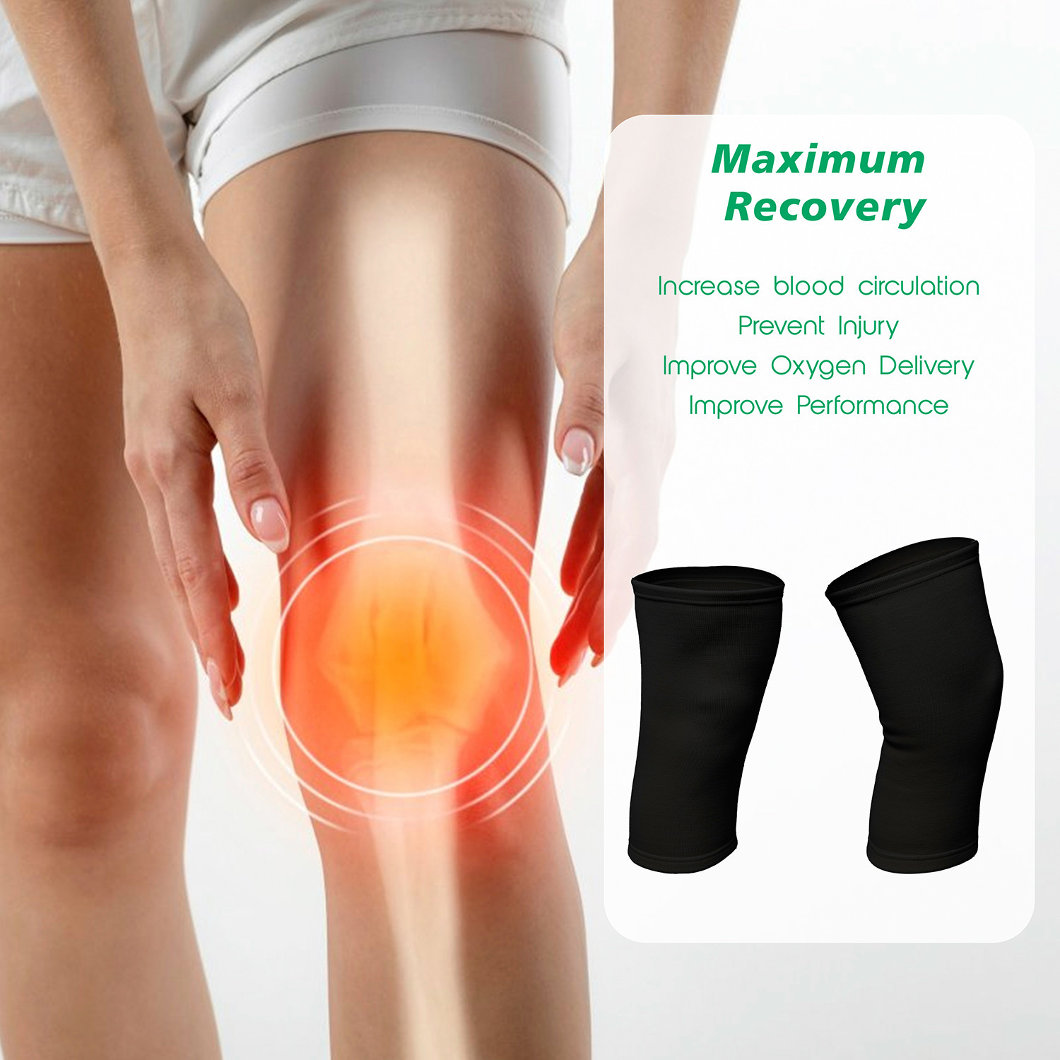 Kuber Industries Knee Cap | Cotton 4 Way Compression Knee Sleeves |Sleeves For Joint Pain | Sleeves For Arthritis Relief | Unisex Knee Wraps | Knee Bands |Size-S|1 Pair|Black