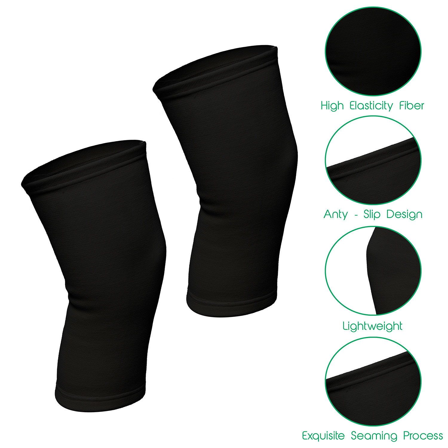 Kuber Industries Knee Cap | Cotton 4 Way Compression Knee Sleeves |Sleeves For Joint Pain | Sleeves For Arthritis Relief | Unisex Knee Wraps | Knee Bands |Size-M|1 Pair|Black