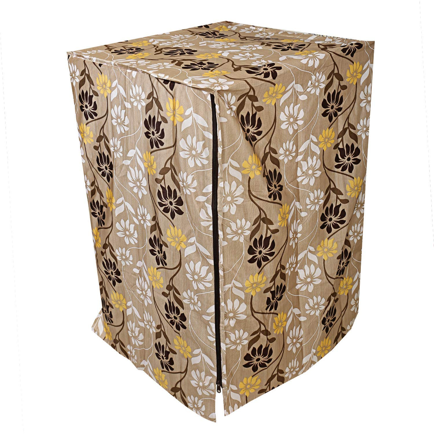 Kuber Industries Knitting Zig Zag Design Cotton Front Load Fully Automatic Washing Machine Cover - Brown, Standard (CTKTC05194)