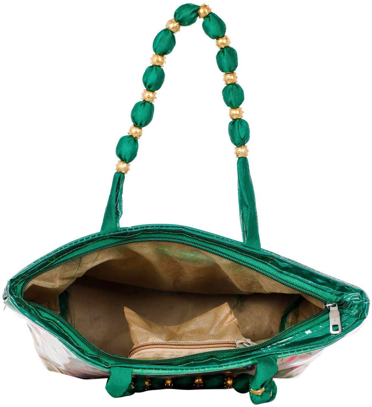 Kuber Industries Laminated Embroidery Hand Bag, Tote Bag, Purse For All Occasion For Women & Girls (Green)