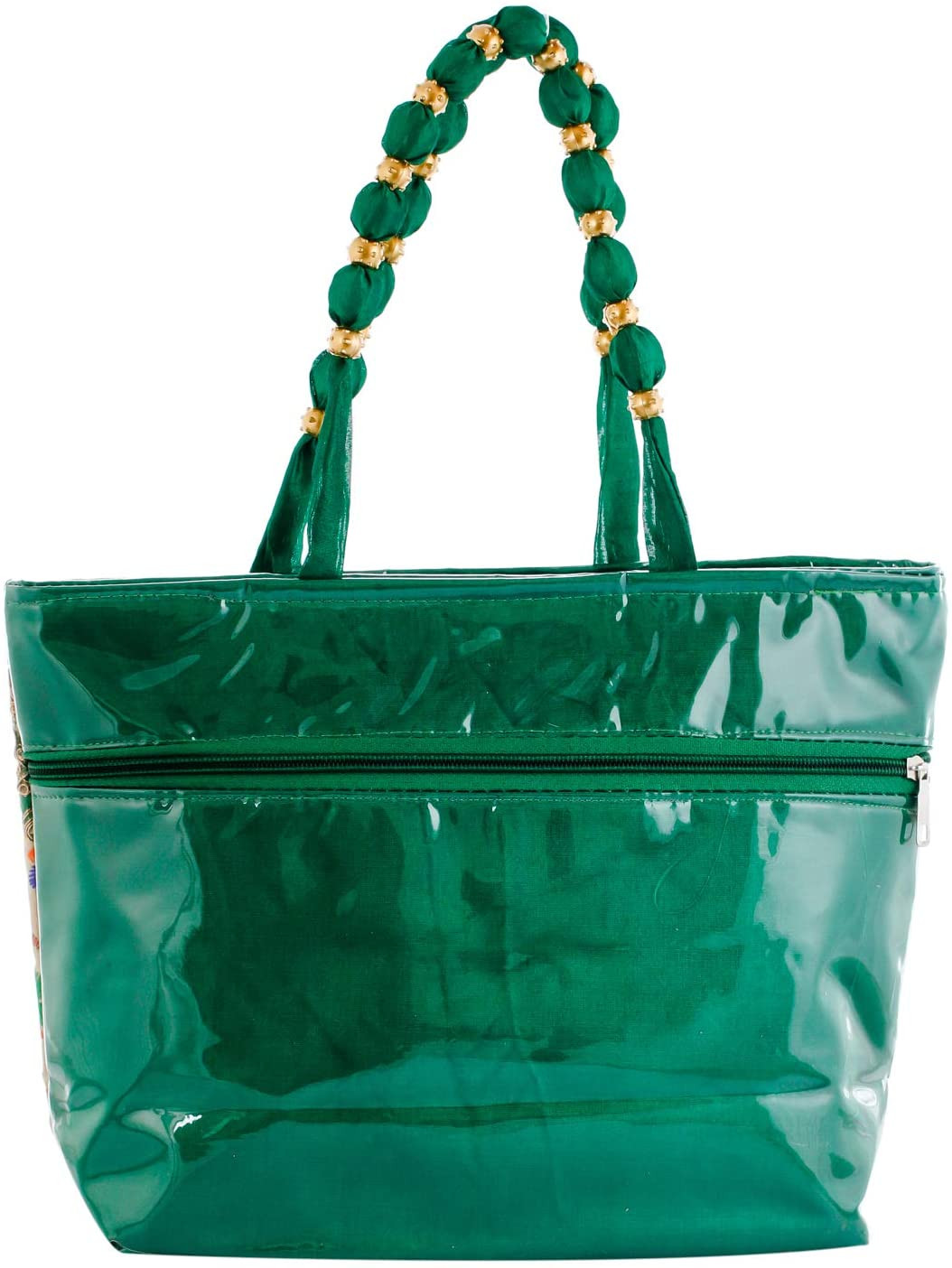 Kuber Industries Laminated Embroidery Hand Bag, Tote Bag, Purse For All Occasion For Women & Girls (Green)