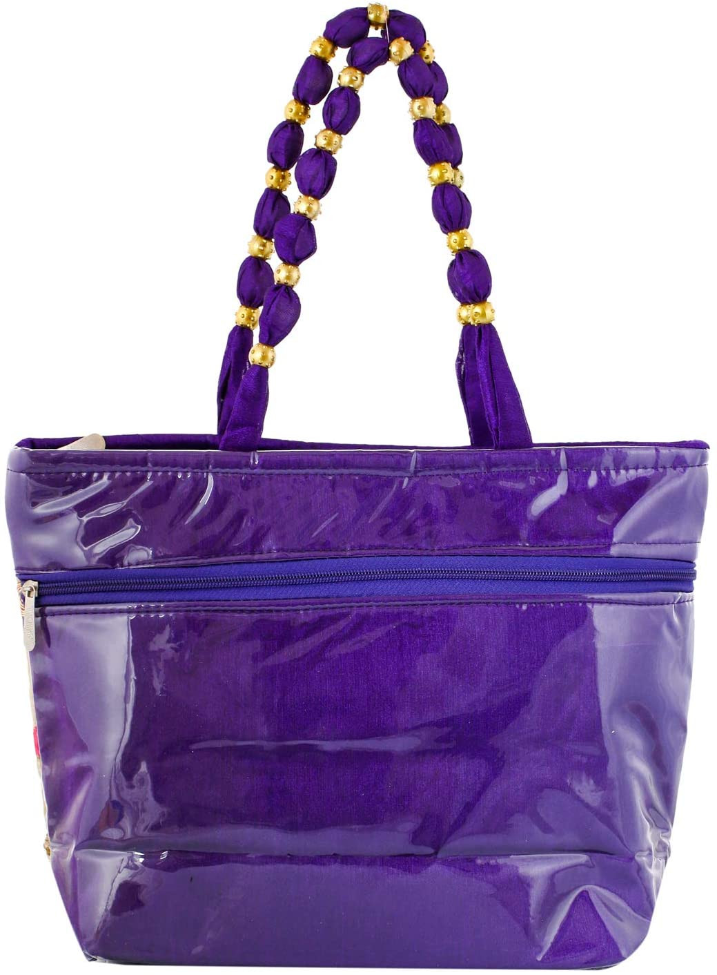 Kuber Industries Laminated Embroidery Hand Bag, Tote Bag, Purse For All Occasion For Women & Girls (Purple)