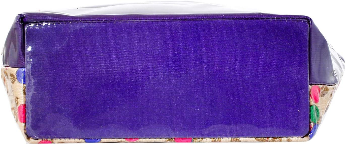 Kuber Industries Laminated Embroidery Hand Bag, Tote Bag, Purse For All Occasion For Women & Girls (Purple)