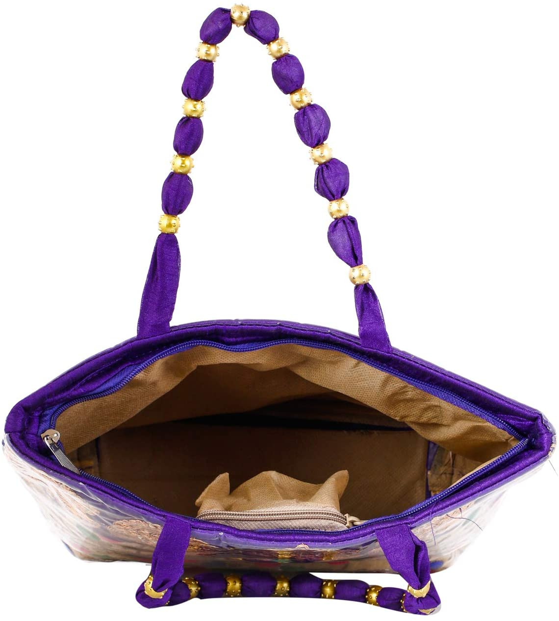 Kuber Industries Laminated Embroidery Hand Bag, Tote Bag, Purse For All Occasion For Women & Girls (Purple)