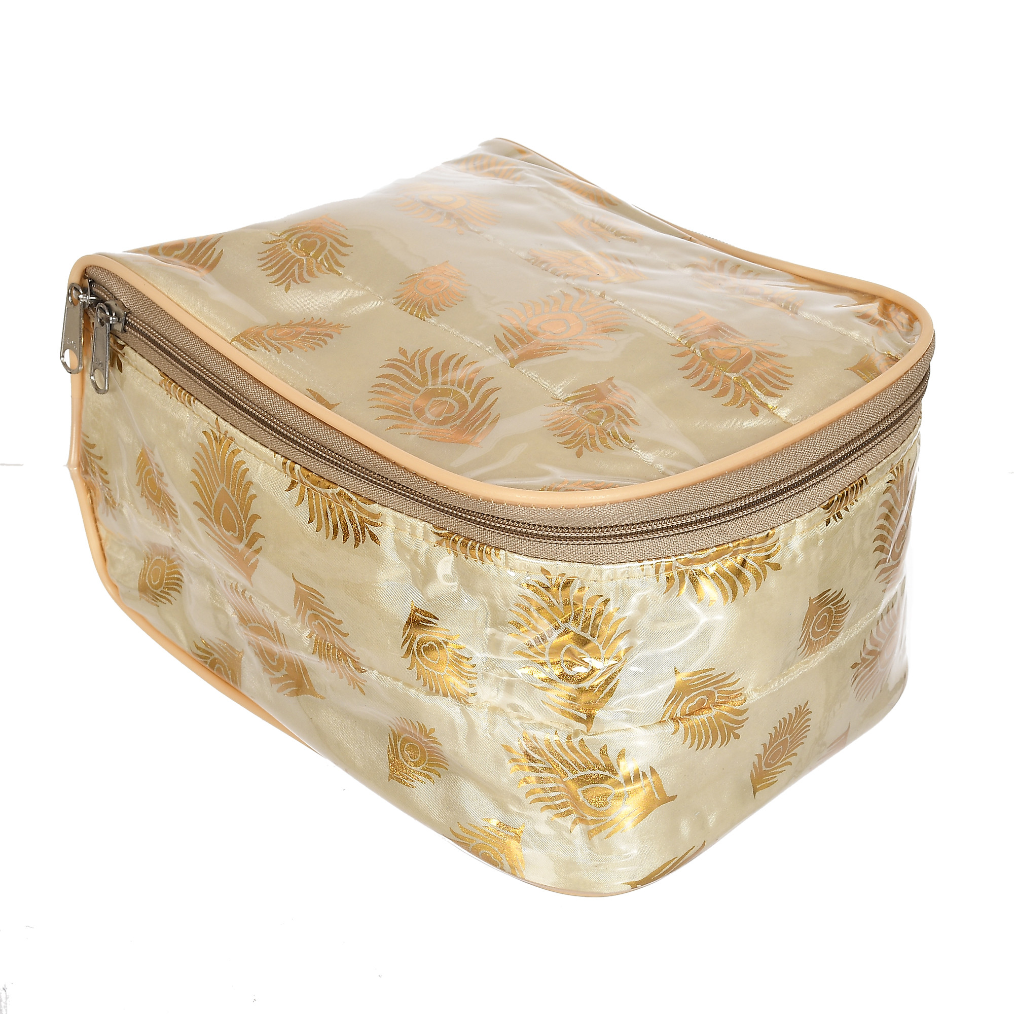 Kuber Industries Laminated Jewellery Box/Organizer with 10 Transparent Pouch For Keeps Your Jewellery,Earrings, Necklaces Organized And Secure (Gold)