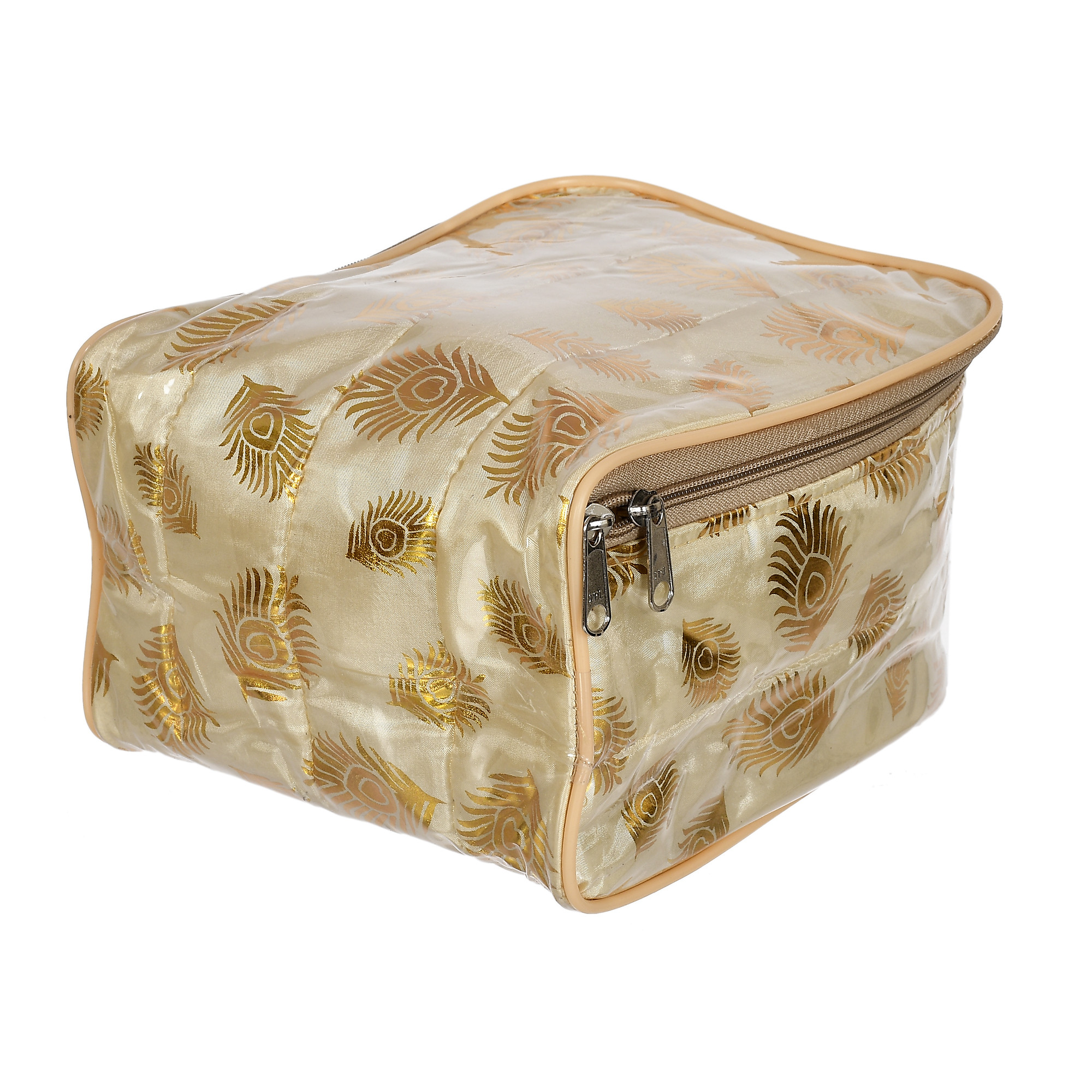 Kuber Industries Laminated Jewellery Box/Organizer with 10 Transparent Pouch For Keeps Your Jewellery,Earrings, Necklaces Organized And Secure (Gold)