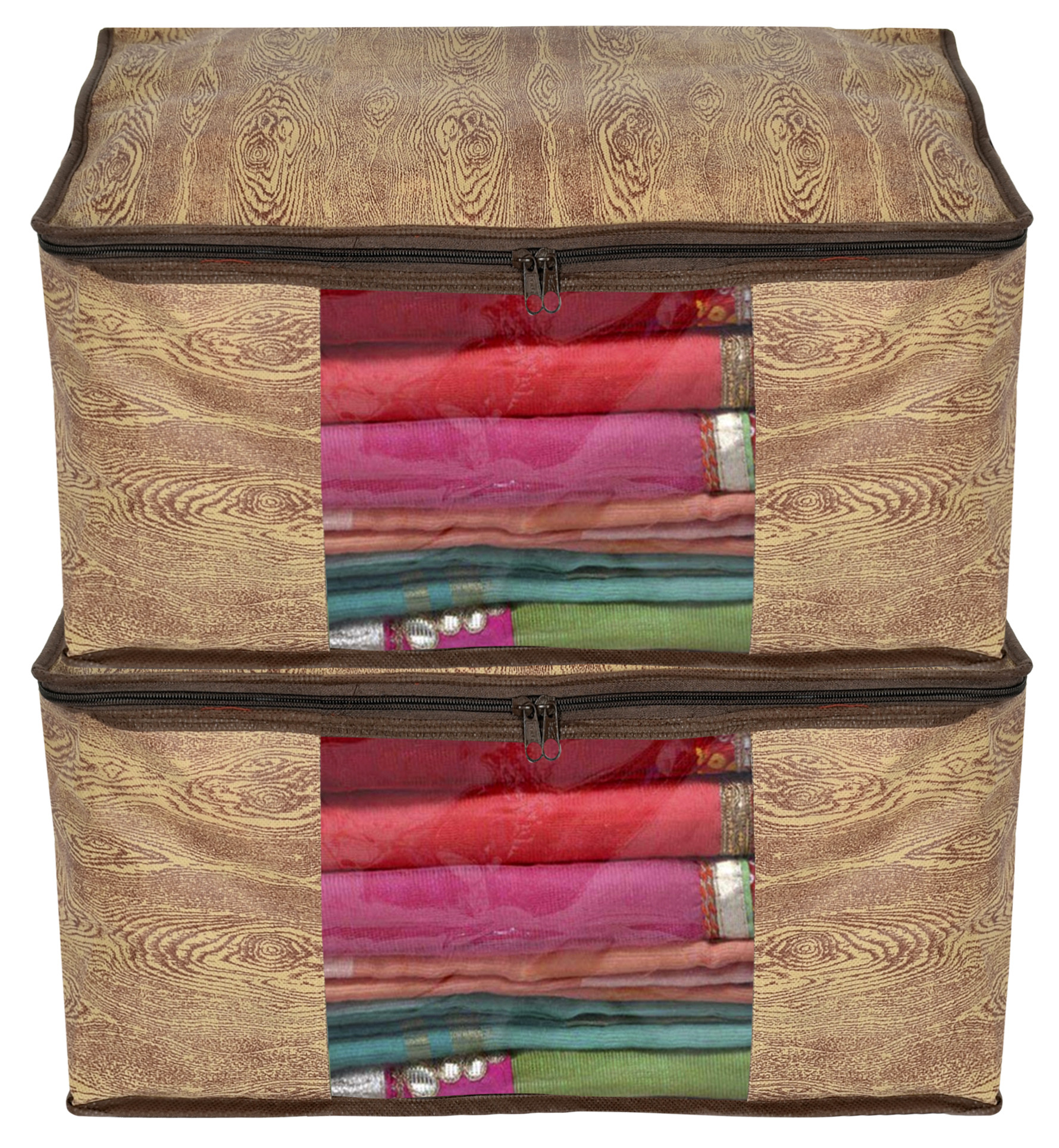 Kuber Industries Laminated Jewellery Box/Organizer with 10 Transparent Pouch For Keeps Your Jewellery,Earrings, Necklaces Organized And Secure (Gold)