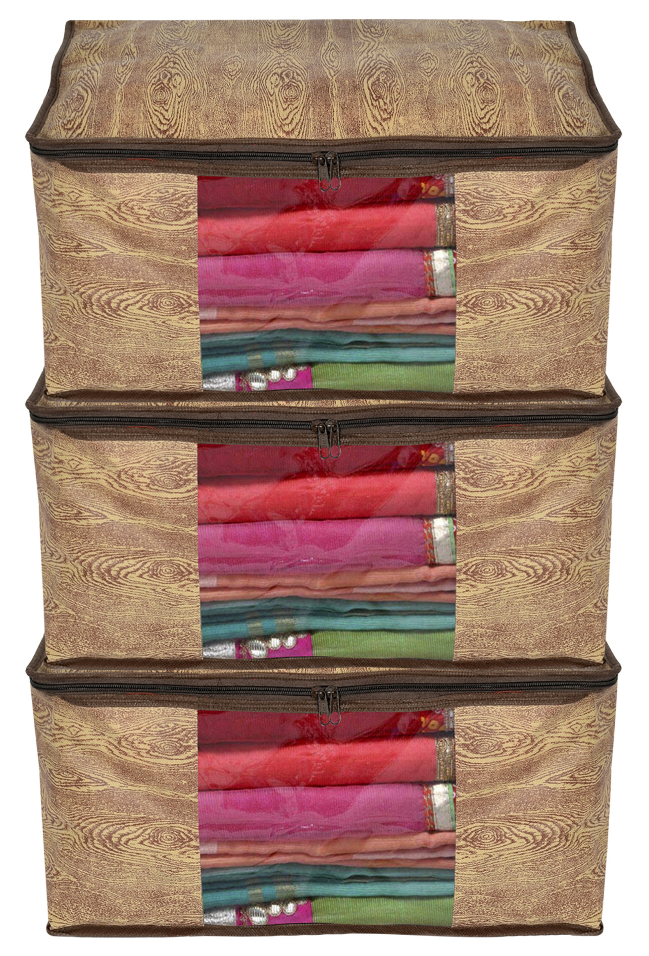 Kuber Industries Laminated Jewellery Box/Organizer with 10 Transparent Pouch For Keeps Your Jewellery,Earrings, Necklaces Organized And Secure (Gold)