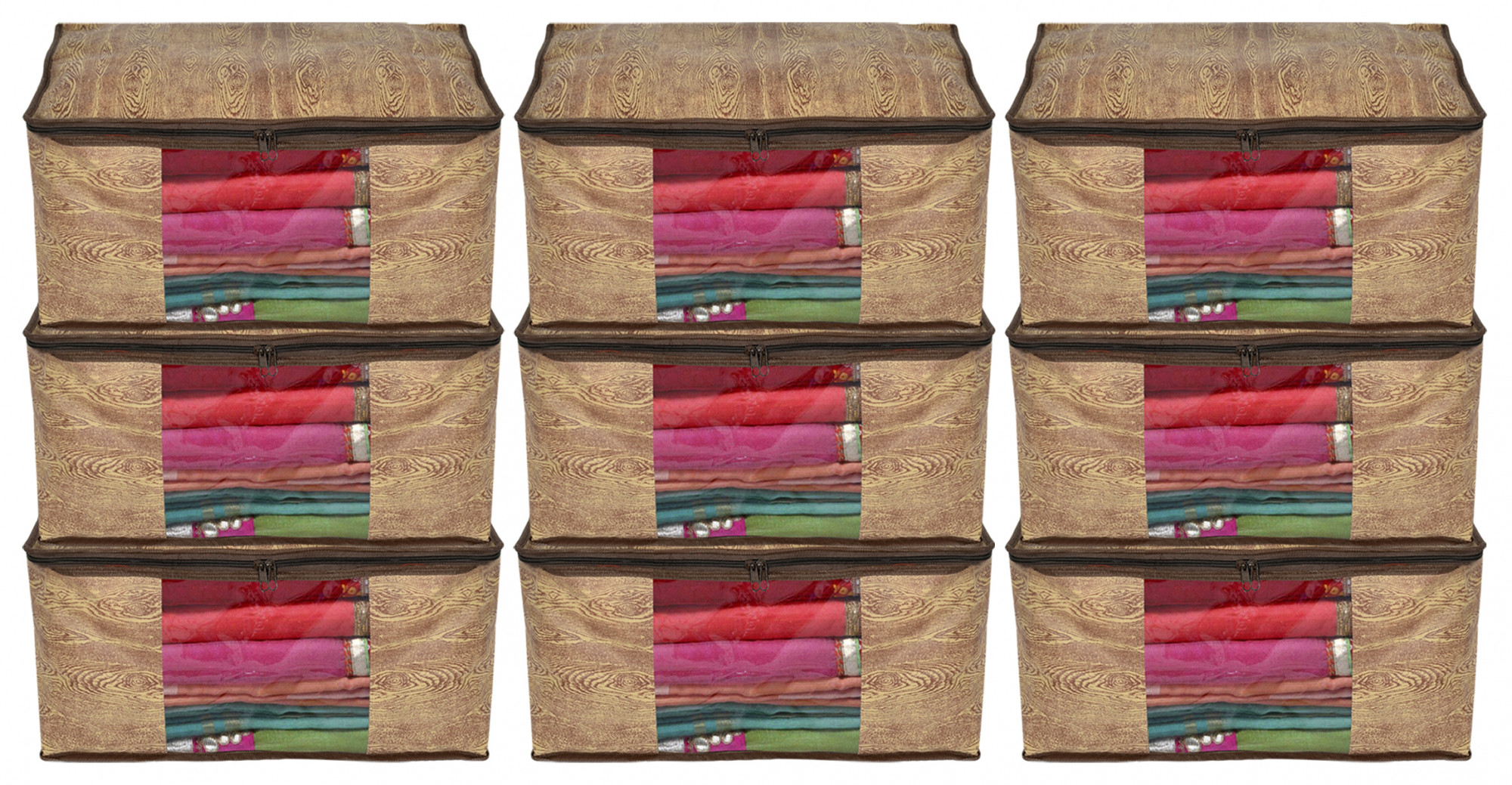 Kuber Industries Laminated Jewellery Box/Organizer with 10 Transparent Pouch For Keeps Your Jewellery,Earrings, Necklaces Organized And Secure (Gold)