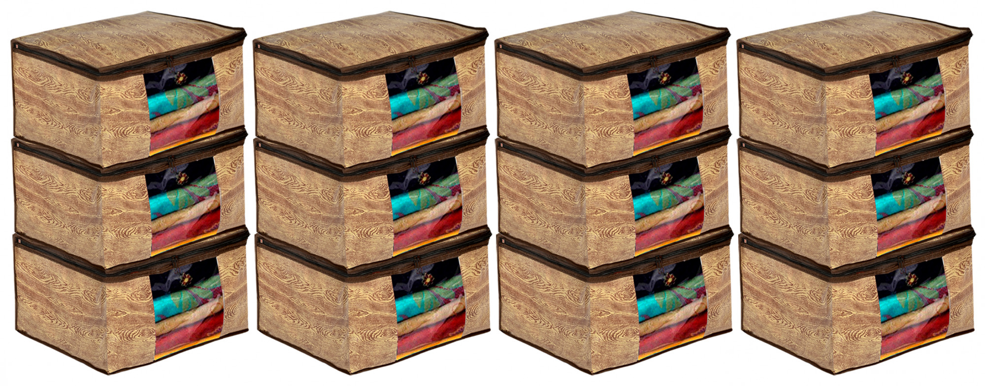 Kuber Industries Laminated Jewellery Box/Organizer with 10 Transparent Pouch For Keeps Your Jewellery,Earrings, Necklaces Organized And Secure (Gold)