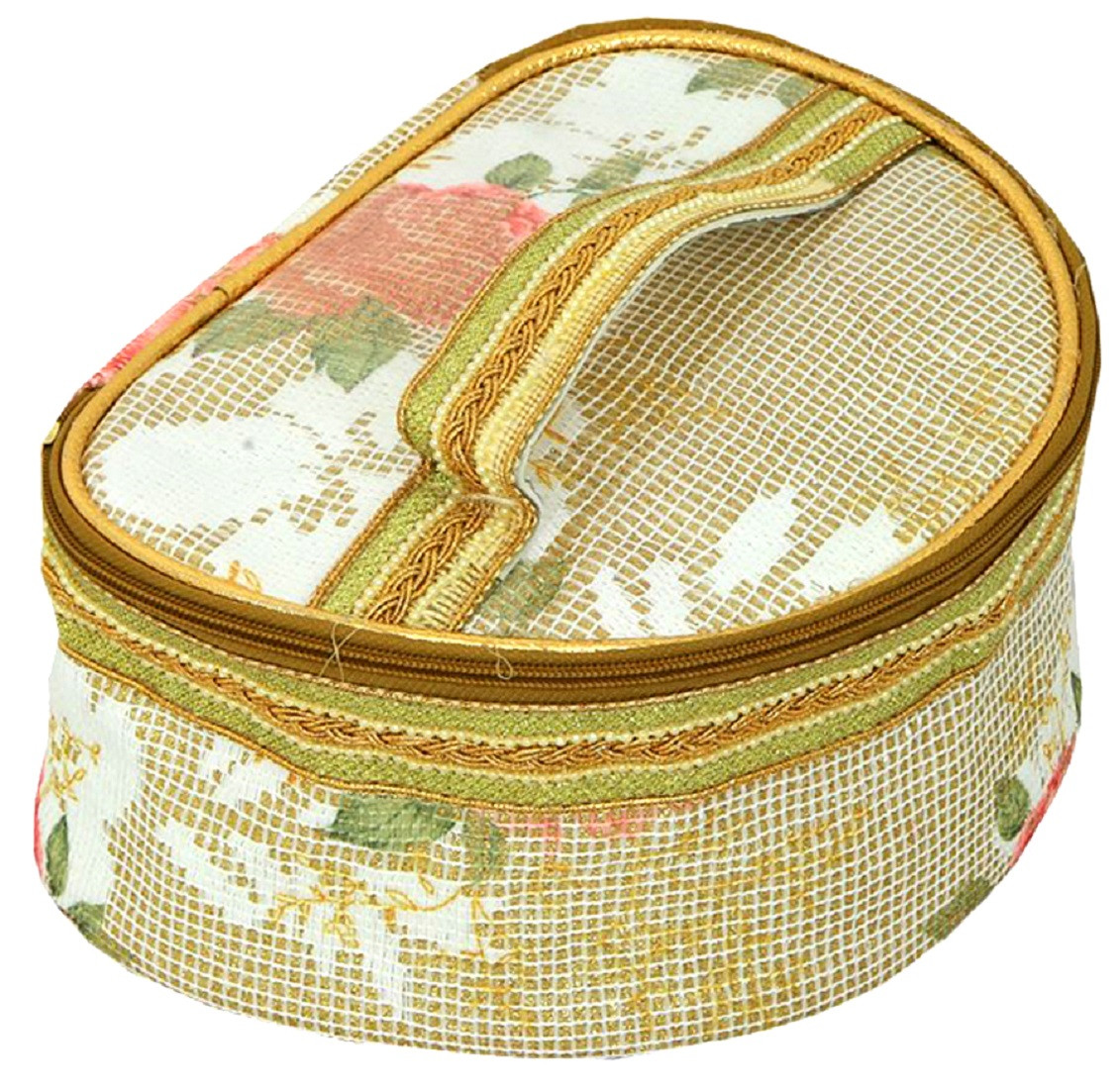 Kuber Industries Laminated Multifunction Travel Cosmetic Make-Up Bag For Cosmetics, Makeup, Brushes (Gold)