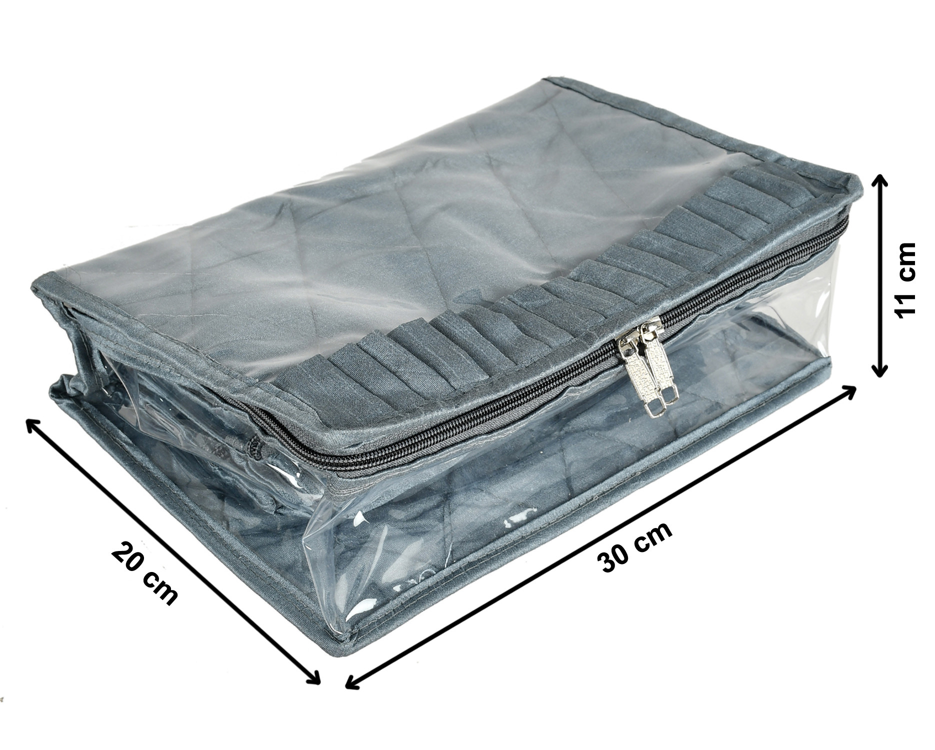 Kuber Industries Laminated PVC Travel Jewelry Organiser, Jewelry Storage Bags for Necklace, Earrings, Rings, Bracelet With 13 Transparent Pouches (Grey)-HS_38_KUBMART21371