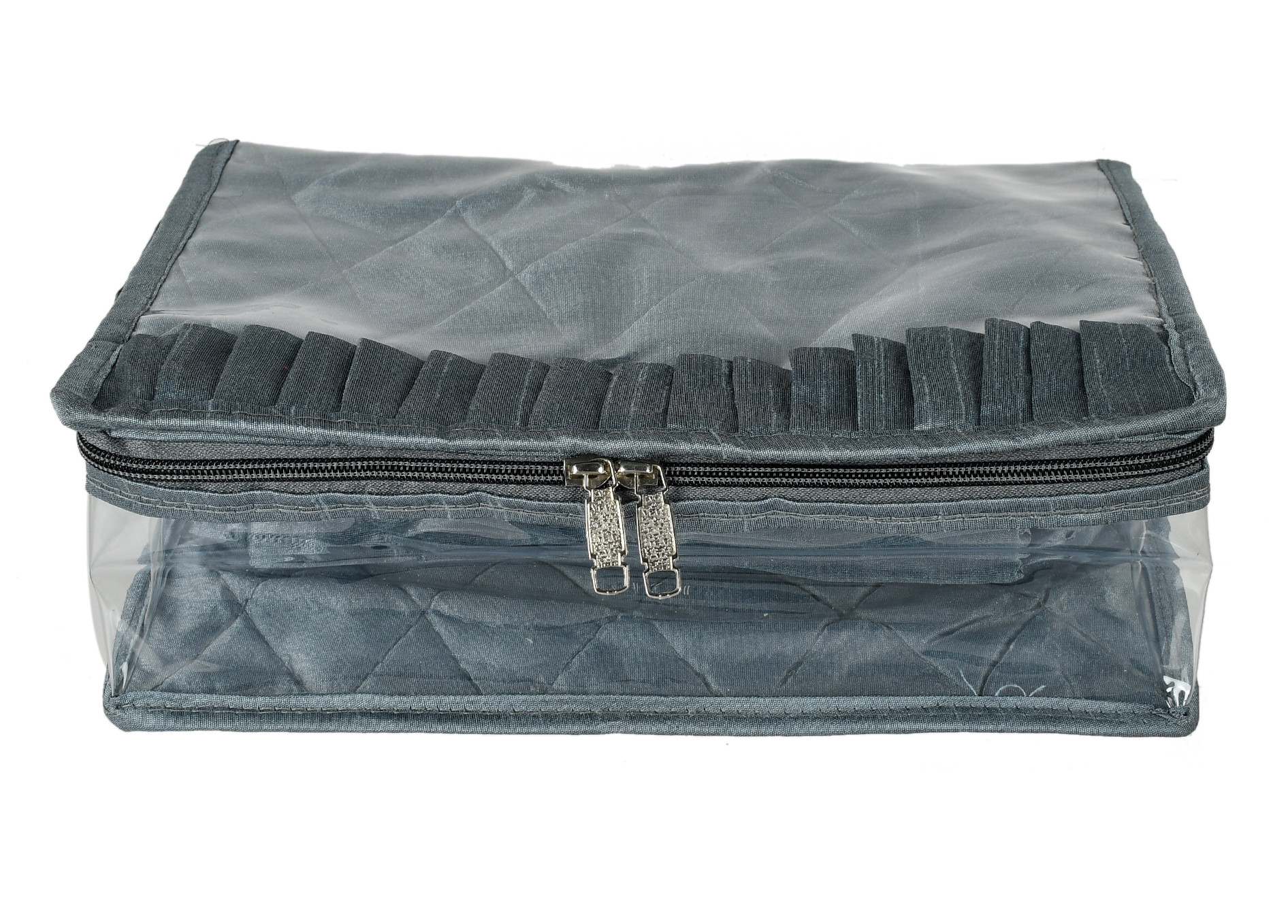 Kuber Industries Laminated PVC Travel Jewelry Organiser, Jewelry Storage Bags for Necklace, Earrings, Rings, Bracelet With 13 Transparent Pouches (Grey)-HS_38_KUBMART21371