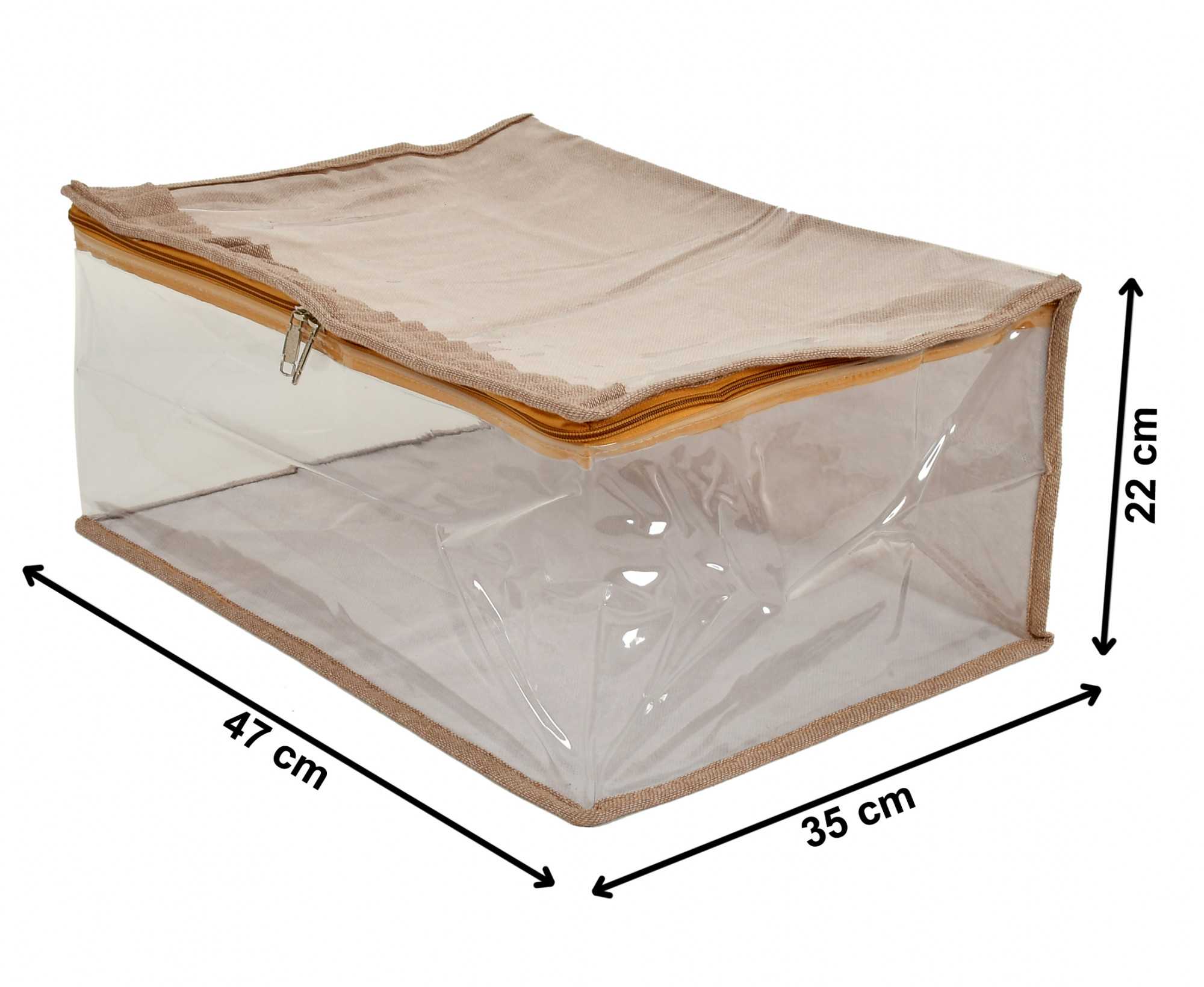 Kuber Industries Laminated Transparent Waterproof Underbed Storage Bag, Storage Organiser For Quilts, Blankets, Pillows, Bedsheets, Towels, Summer and Winter Cloth (Ivory)-HS_38_KUBMART21449