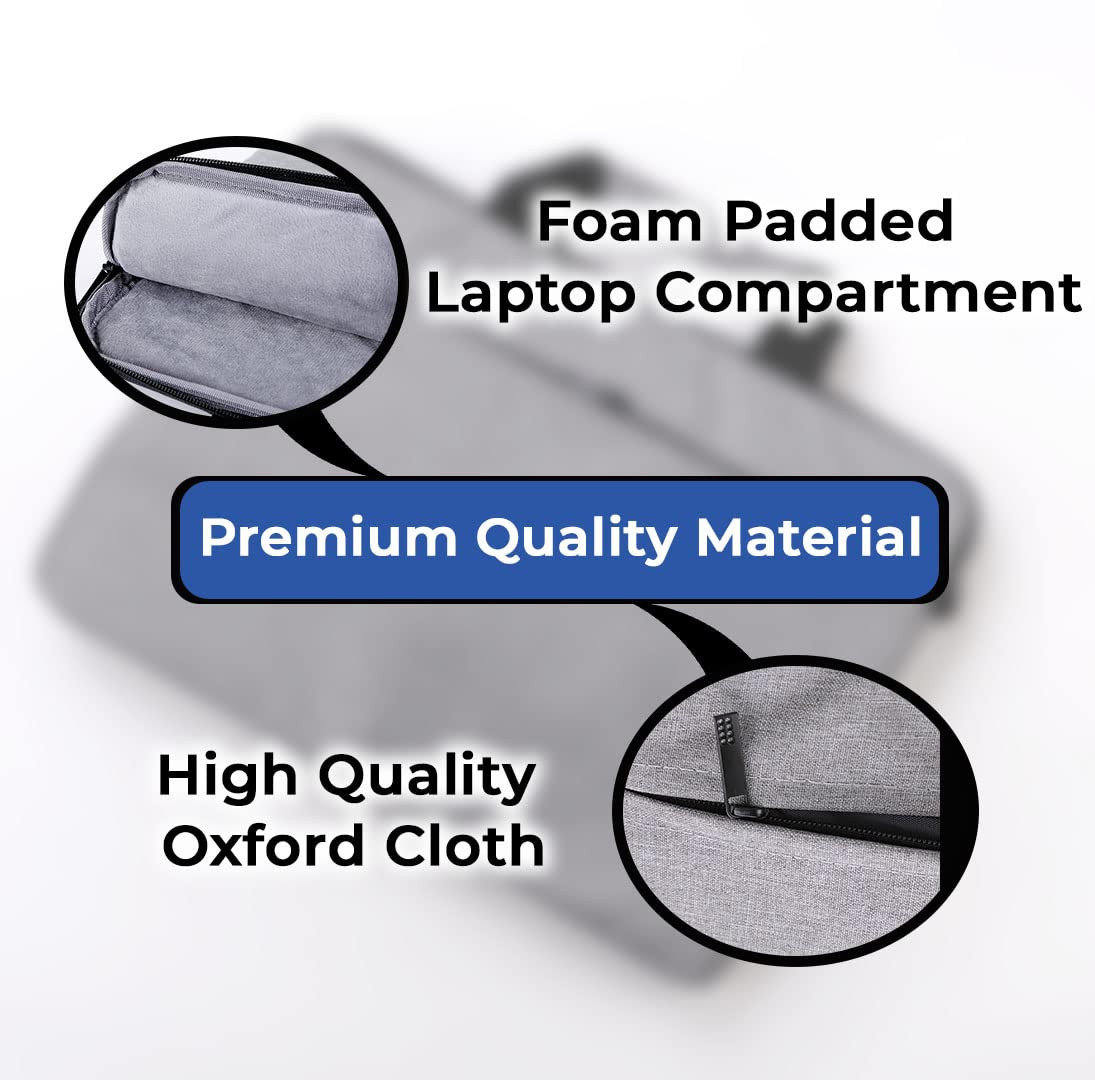 Kuber Industries Laptop Bag|Oxford Foam Padded Compartment|Detachable Strap Shoulder Bag|Laptop Bag For Men & Women|Compatible With 13â€,14â€,15â€ Devices|Grey