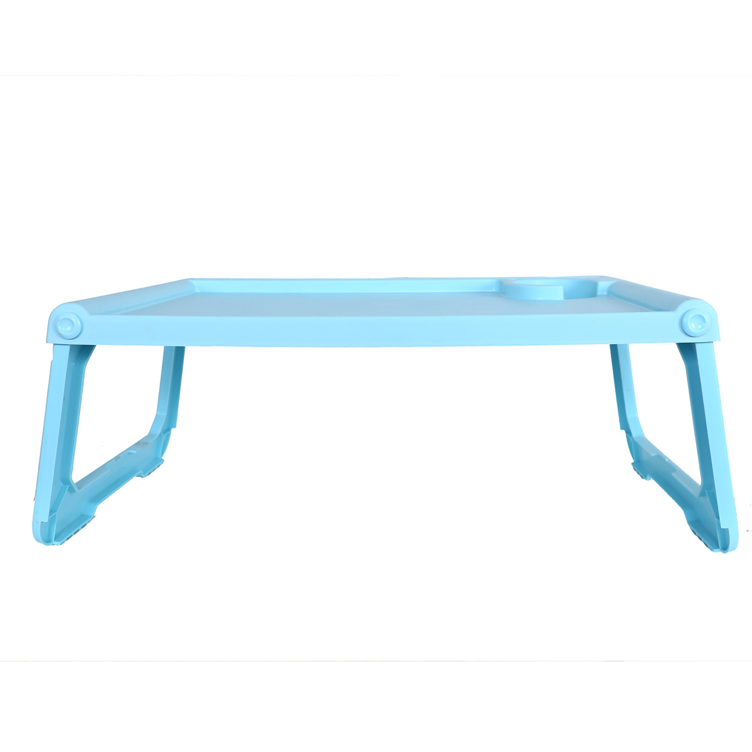 Kuber Industries Laptop Table with Cup Holder|Foldable Study Table|Mac Holder|Portable Plastic Breakfast Table|Desk for Bed & Non-Slip Legs (Mint Green)