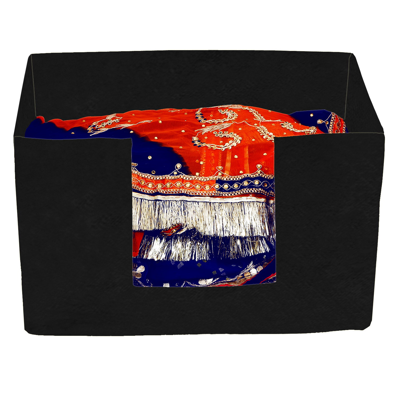 Kuber Industries Large Capacity Space Saver Closet, Stackable and Foldable Saree, Clothes Organiser For Wardrobe, Non-Woven Rectangle Cloth Saree Stacker Wardrobe Organizer (Grey & Black & Royal Blue) -CTKTC39416