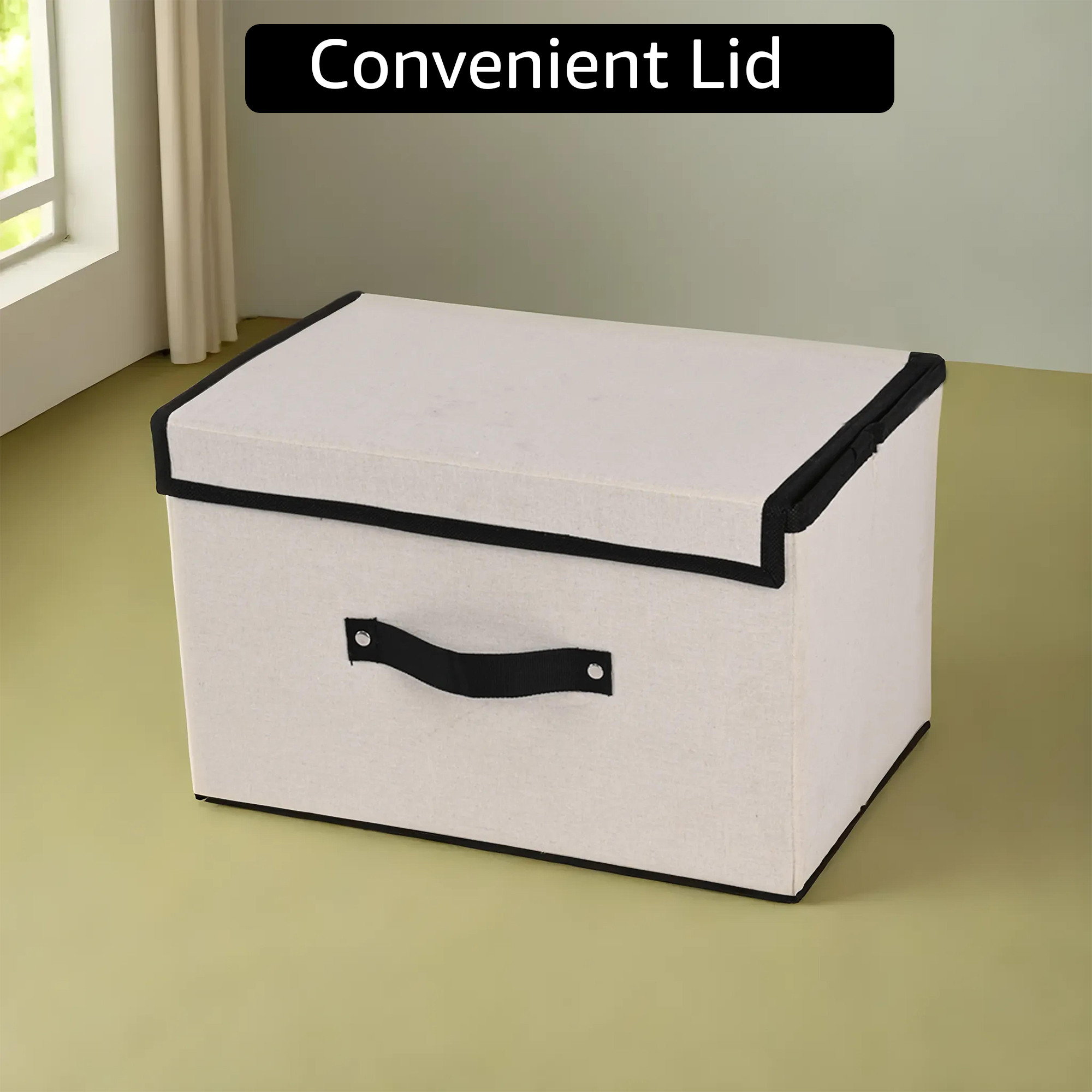 Kuber Industries Large Clothes Drawer Organiser For Wardrobe With Lid  DressSocksInnerwear Storage Closet Organiser Box -White
