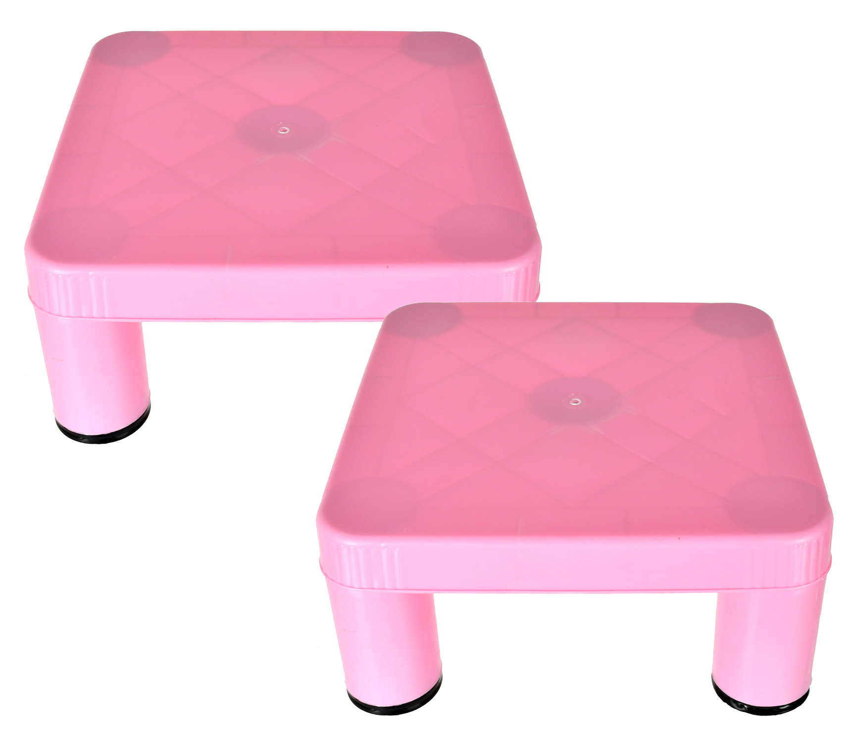 Kuber Industries Large Multipurposes Square Plastic Seating Stool/Patla (Pink)