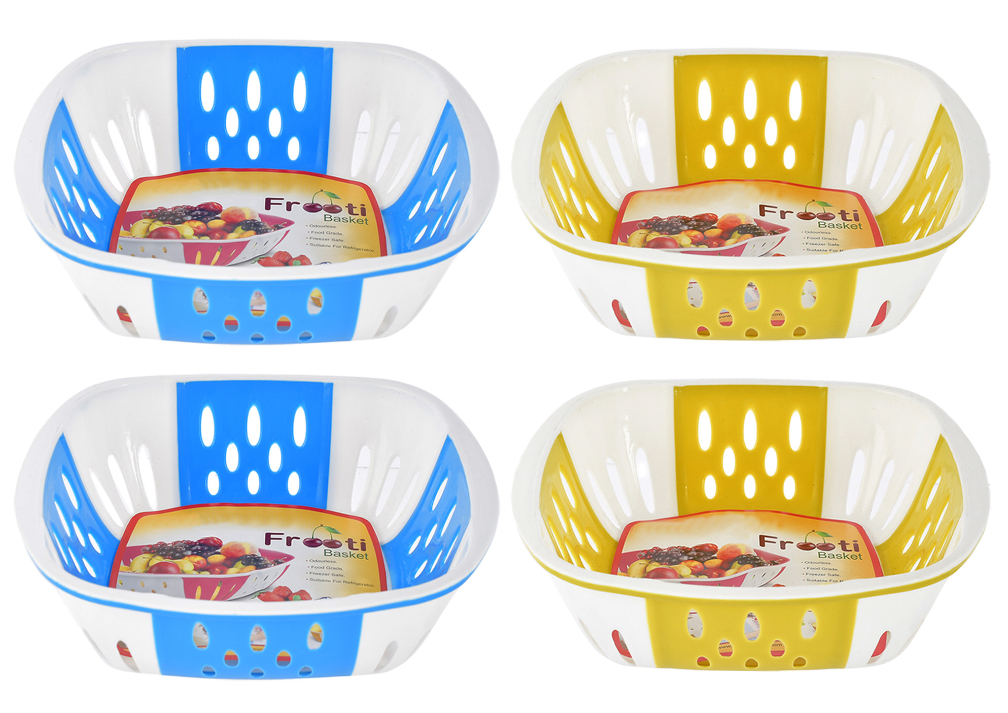 Kuber Industries Large Plastic Fruit, vegetable Storage Basket-(Blue & Green)-HS42KUBMART25405