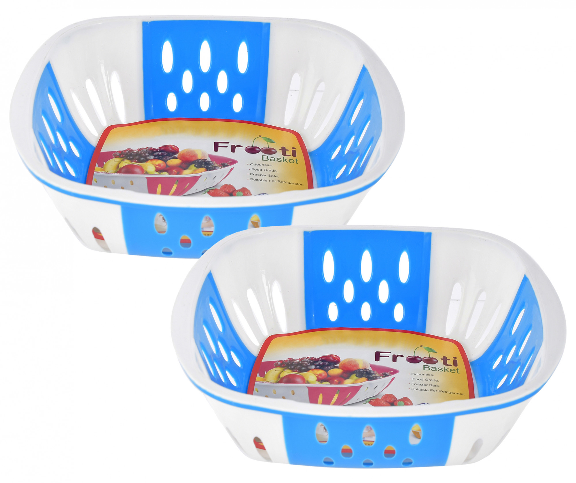 Kuber Industries Large Plastic Fruit, vegetable Storage Basket (Blue)-HS42KUBMART25377