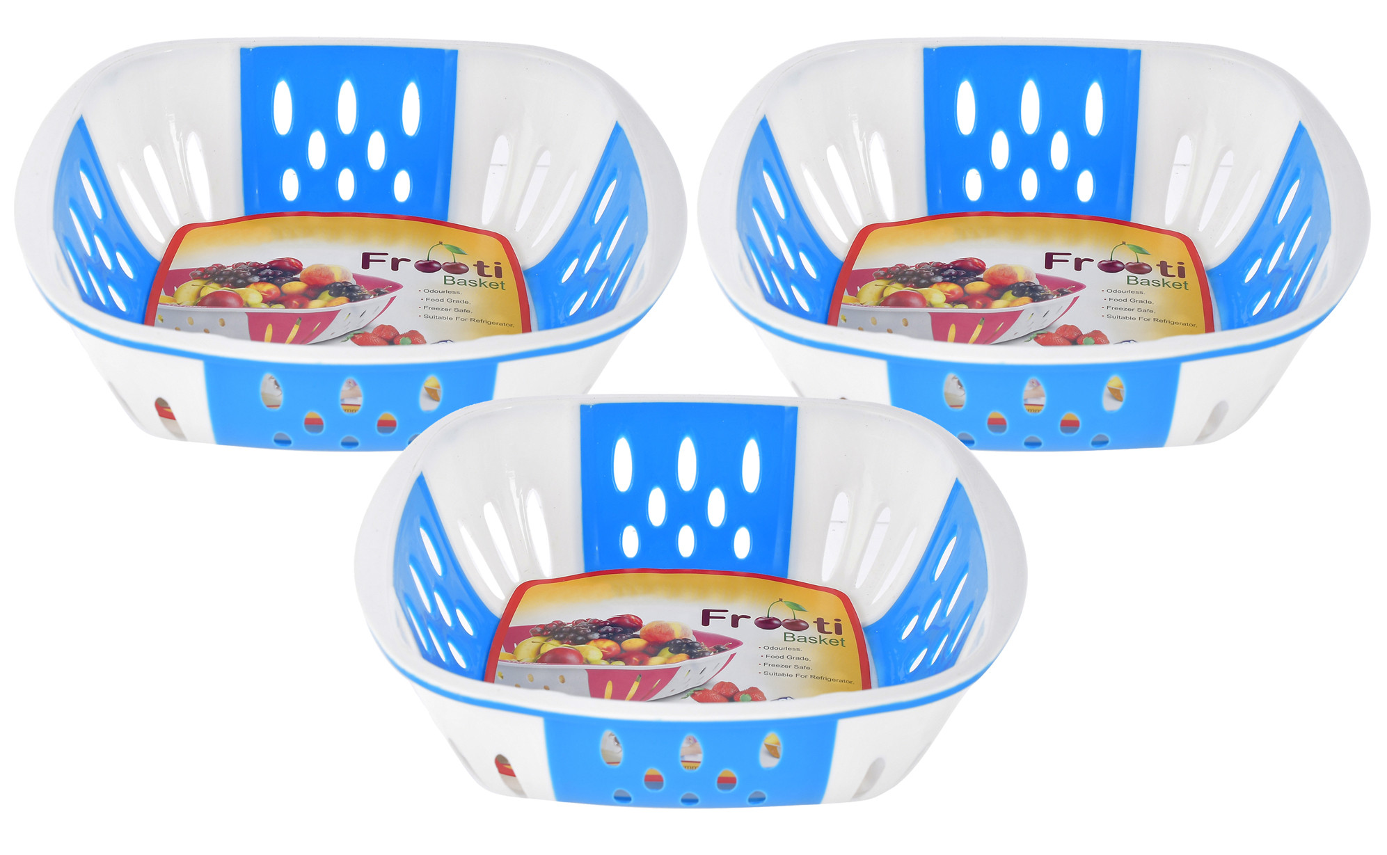 Kuber Industries Large Plastic Fruit, vegetable Storage Basket (Blue)-HS42KUBMART25377