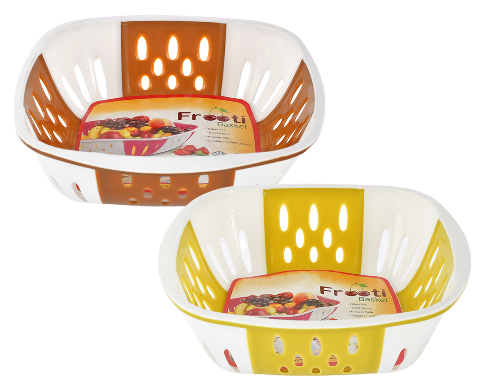 Kuber Industries Large Plastic Fruit, vegetable Storage Basket-(Brown & Green)-HS42KUBMART25407