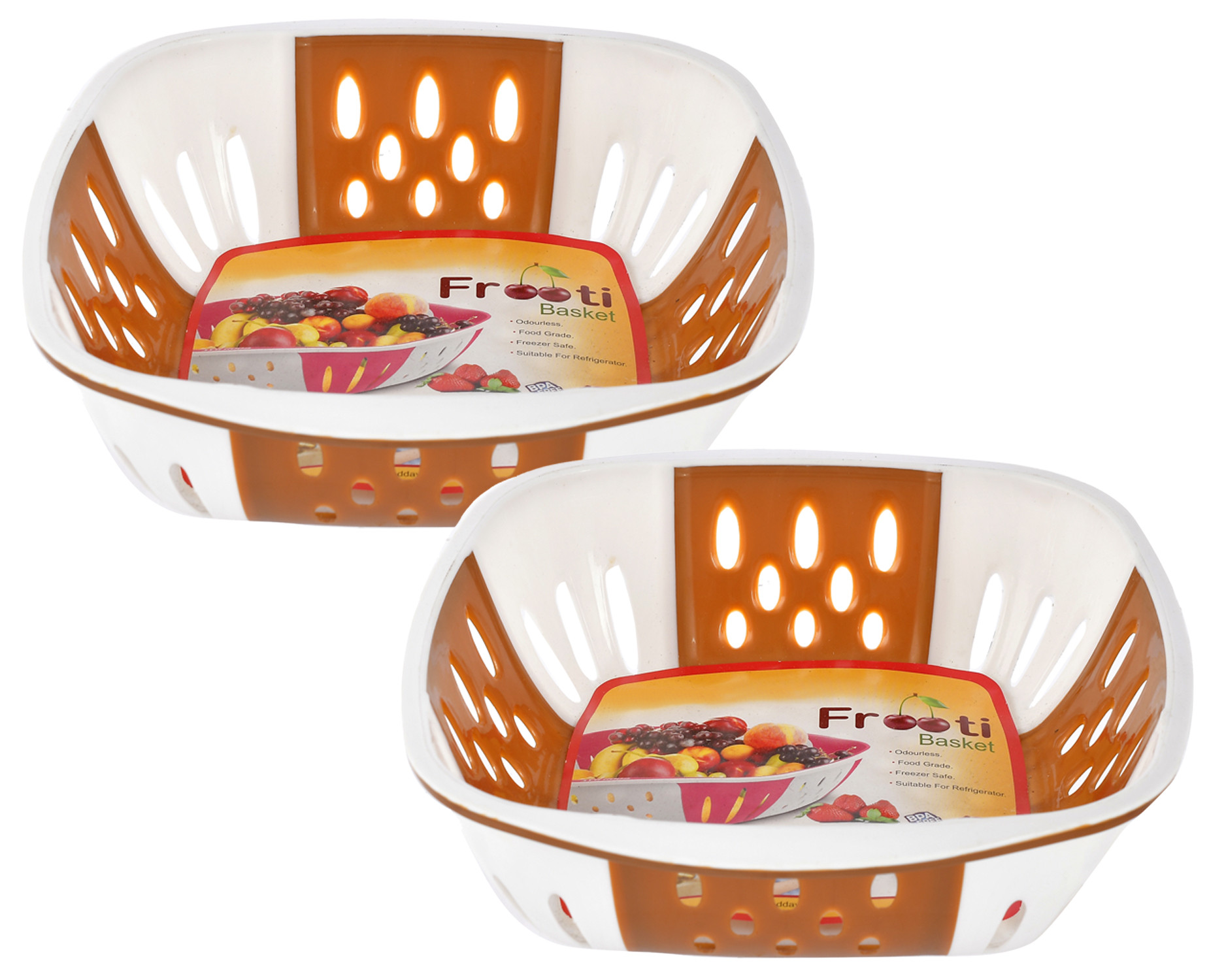 Kuber Industries Large Plastic Fruit, vegetable Storage Basket (Brown)-HS42KUBMART25387