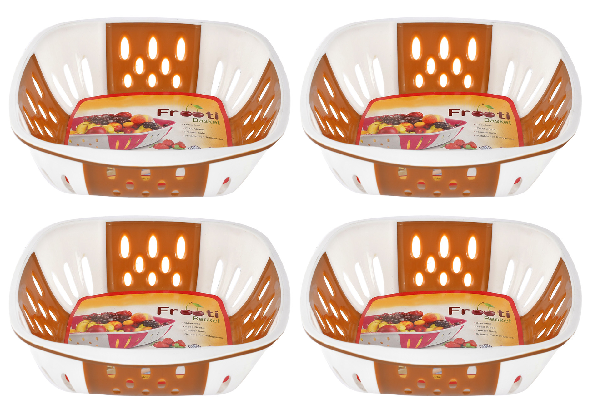 Kuber Industries Large Plastic Fruit, vegetable Storage Basket (Brown)-HS42KUBMART25387