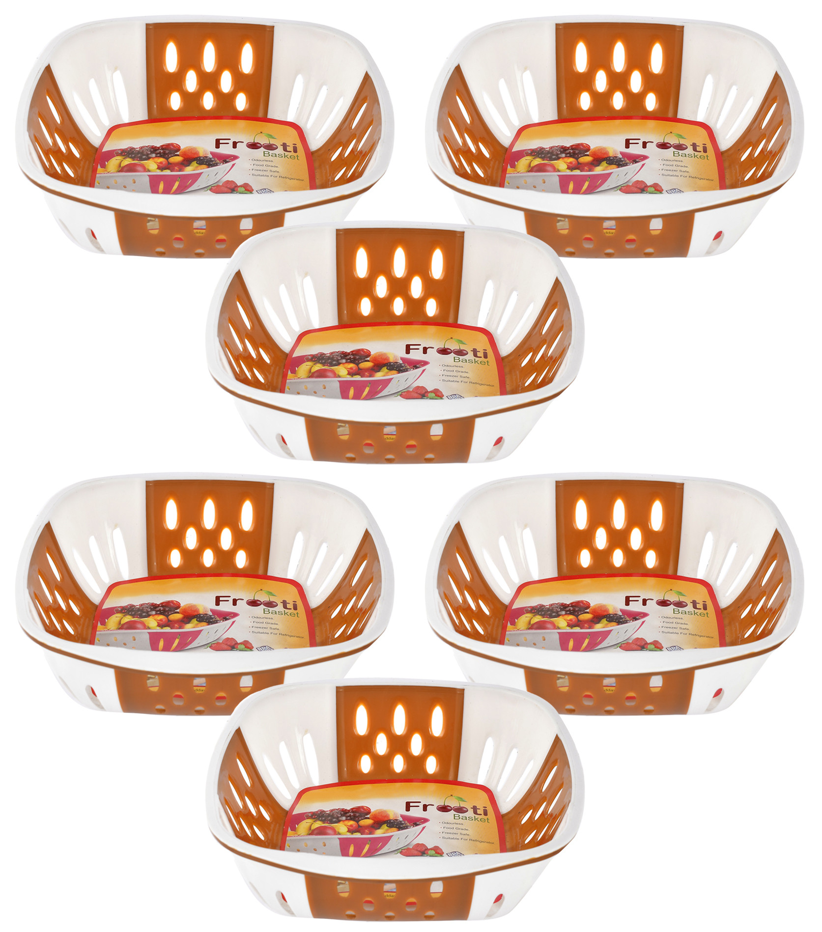 Kuber Industries Large Plastic Fruit, vegetable Storage Basket (Brown)-HS42KUBMART25387