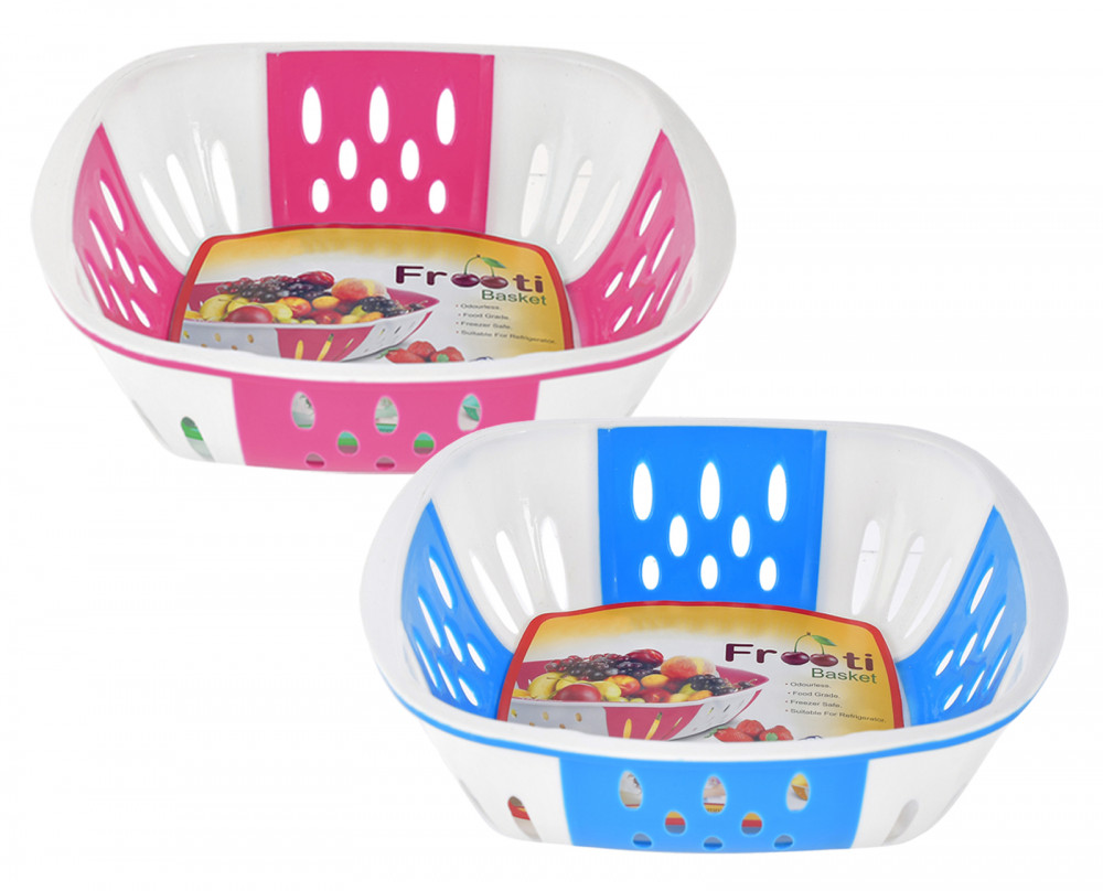 Kuber Industries Large Plastic Fruit, vegetable Storage Basket-(Pink &amp; Blue)-HS42KUBMART25397
