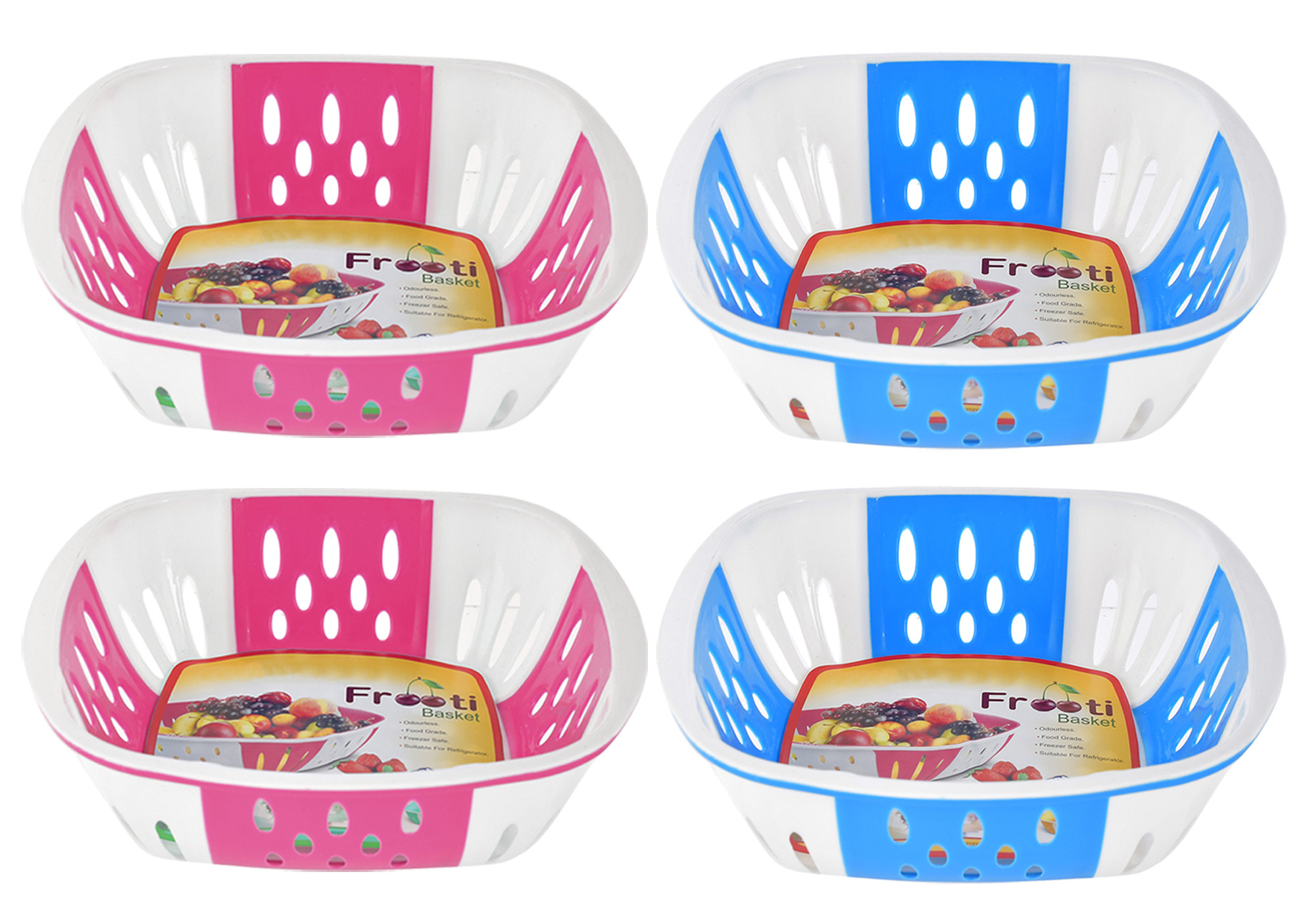 Kuber Industries Large Plastic Fruit, vegetable Storage Basket-(Pink & Blue)-HS42KUBMART25397