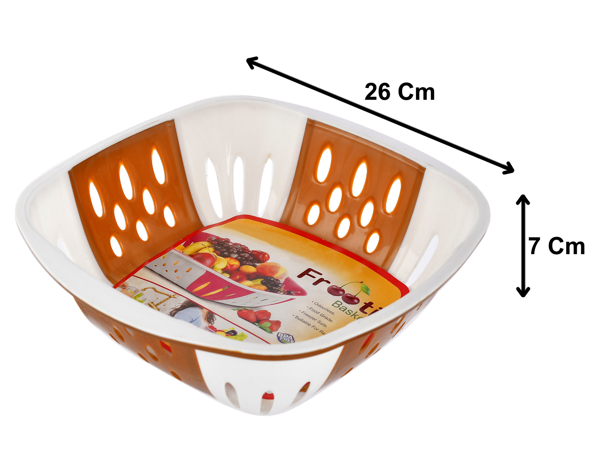 Kuber Industries Large Plastic Fruit, vegetable Storage Basket-(Pink & Brown)-HS42KUBMART25401