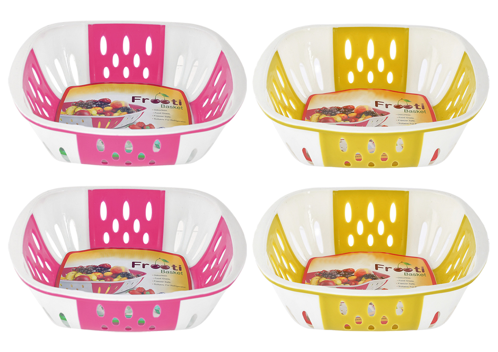 Kuber Industries Large Plastic Fruit, vegetable Storage Basket-(Pink & Green)-HS42KUBMART25399