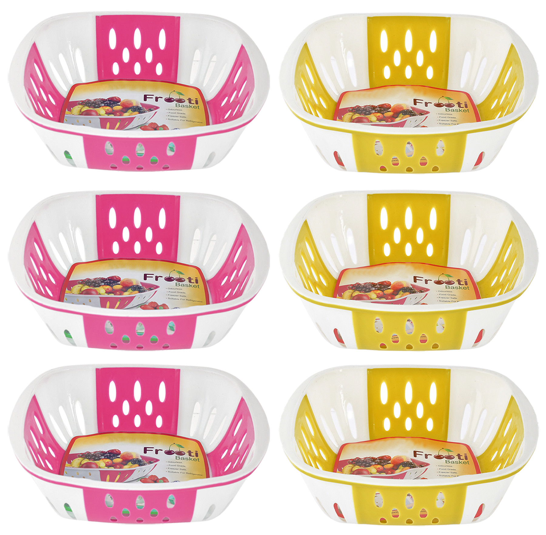 Kuber Industries Large Plastic Fruit, vegetable Storage Basket-(Pink & Green)-HS42KUBMART25399
