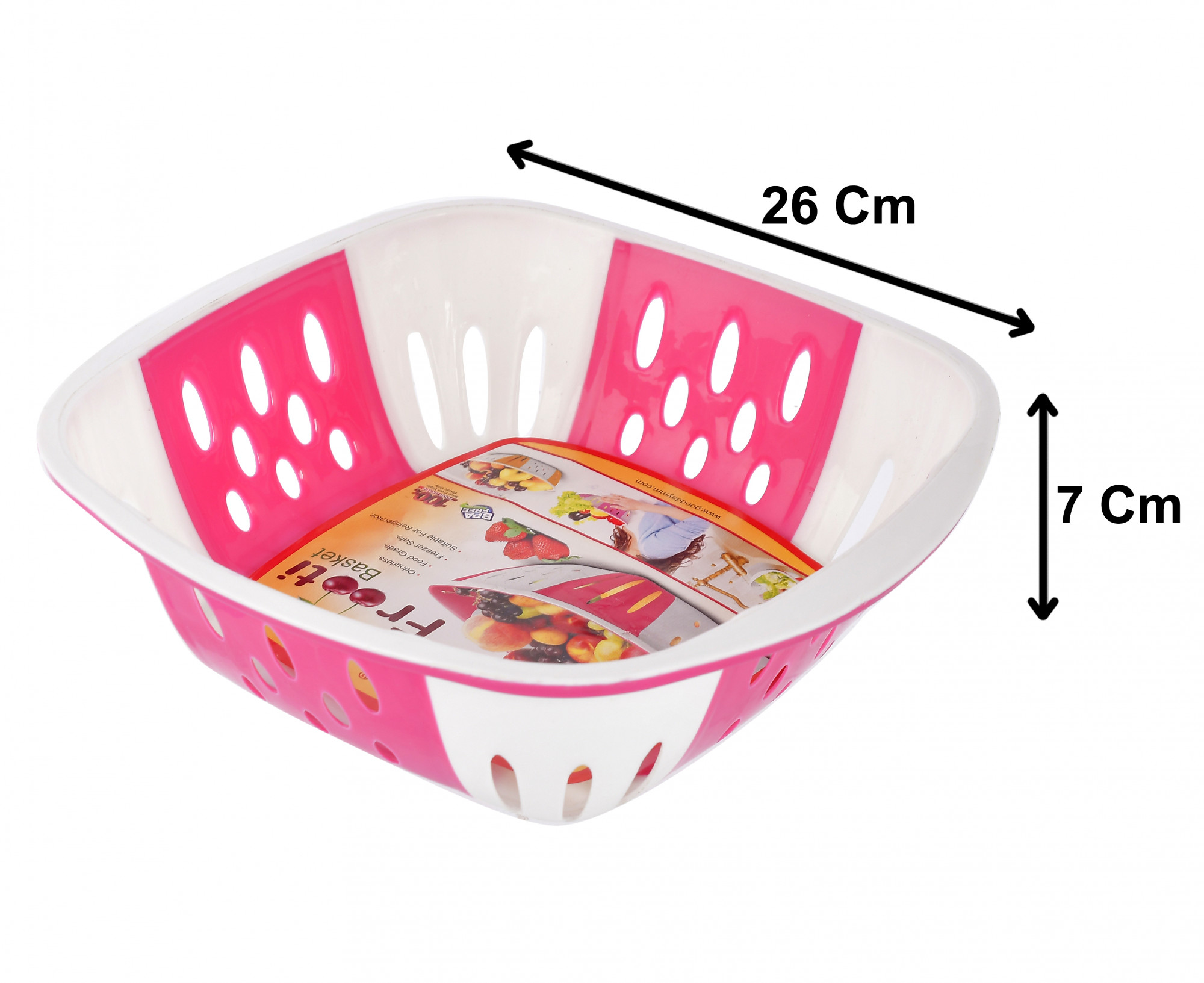Kuber Industries Large Plastic Fruit, vegetable Storage Basket (Pink)-HS42KUBMART25357