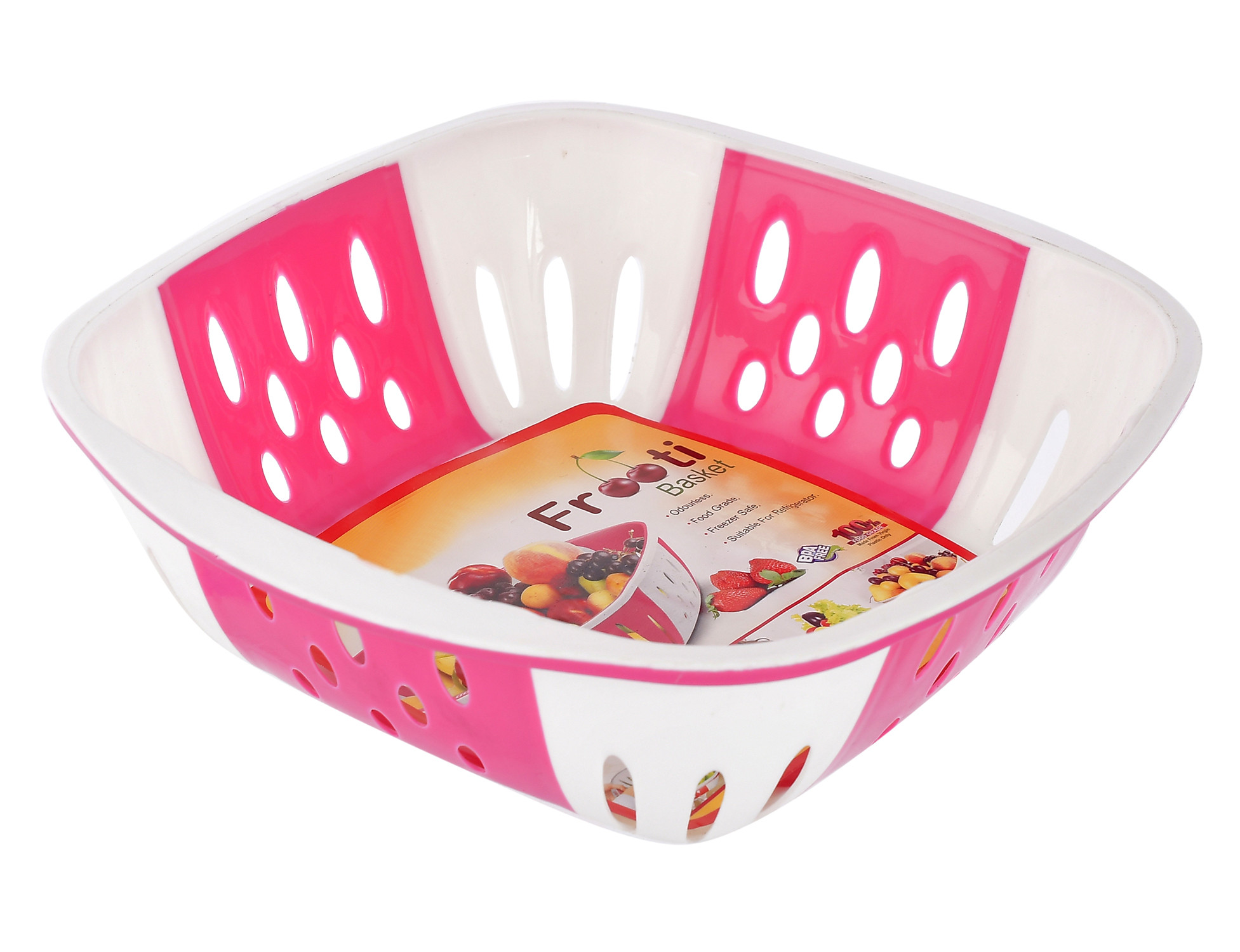 Kuber Industries Large Plastic Fruit, vegetable Storage Basket (Pink)-HS42KUBMART25357