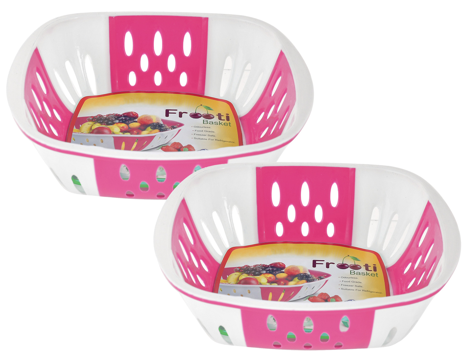 Kuber Industries Large Plastic Fruit, vegetable Storage Basket (Pink)-HS42KUBMART25357