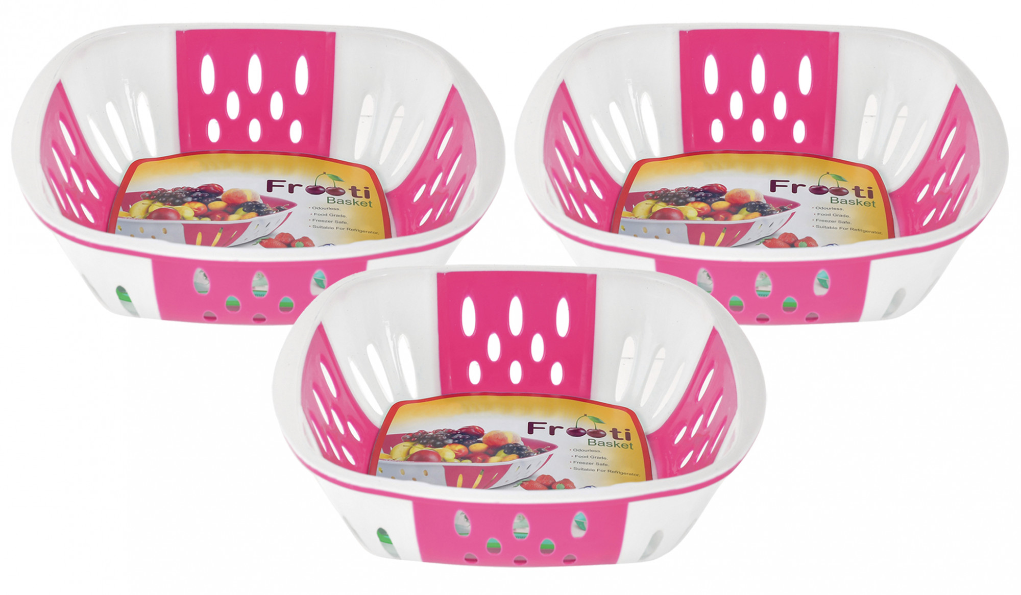 Kuber Industries Large Plastic Fruit, vegetable Storage Basket (Pink)-HS42KUBMART25357