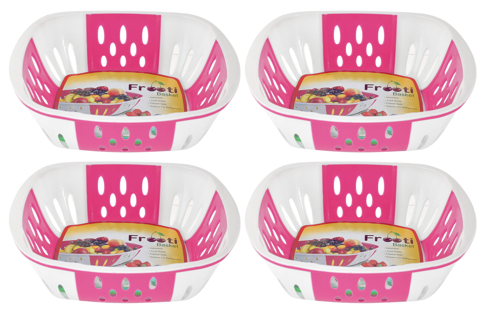 Kuber Industries Large Plastic Fruit, vegetable Storage Basket (Pink)-HS42KUBMART25357