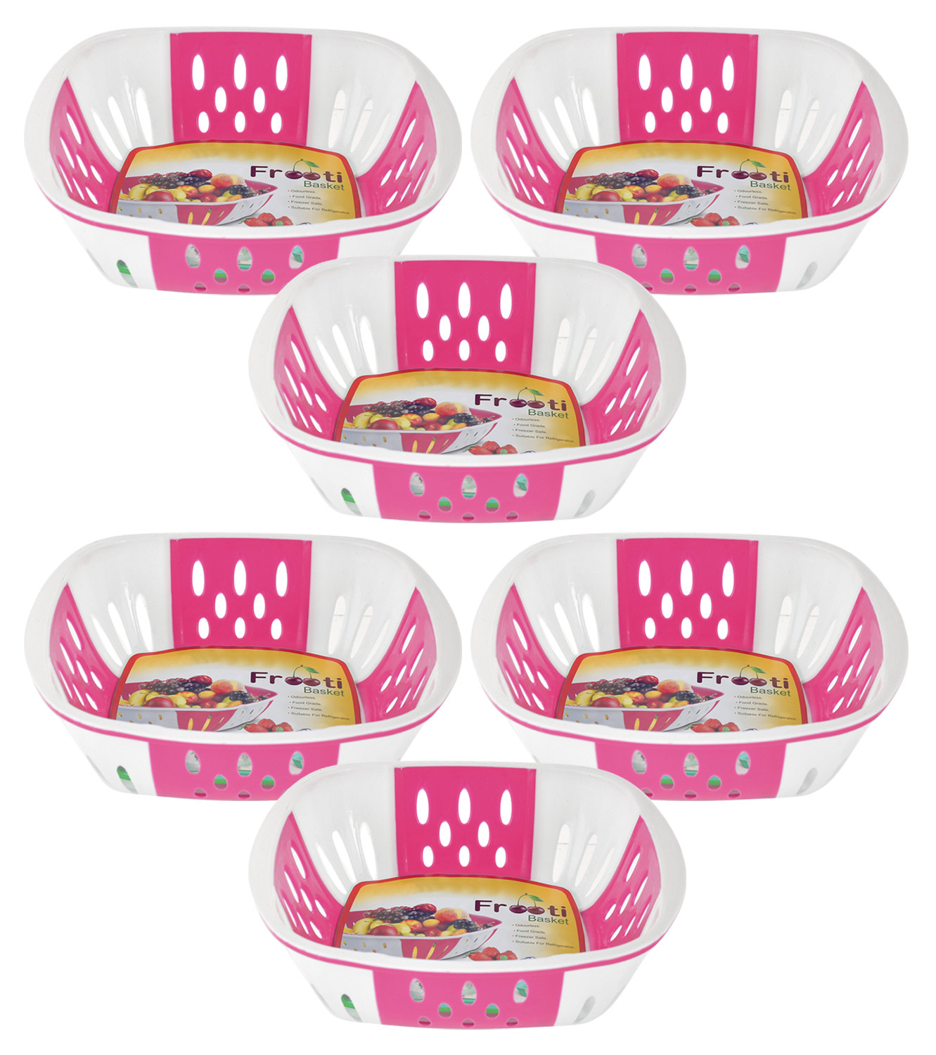Kuber Industries Large Plastic Fruit, vegetable Storage Basket (Pink)-HS42KUBMART25357