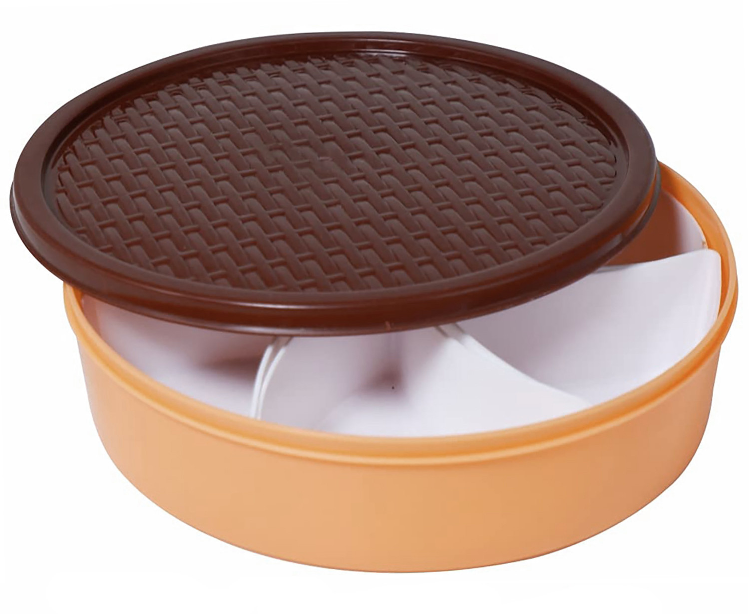 Kuber Industries Large Plastic Masala Box With 6 Containers & 1 Spoon (Cream)-HS43KUBMART25893