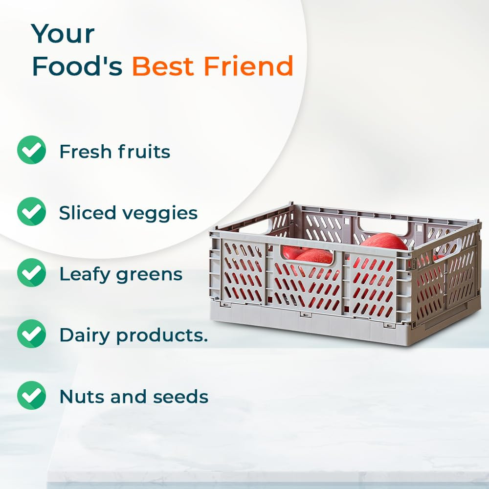 Kuber Industries Large Refrigerator Storage Crisper/Fridge Container without Lid (Grey)